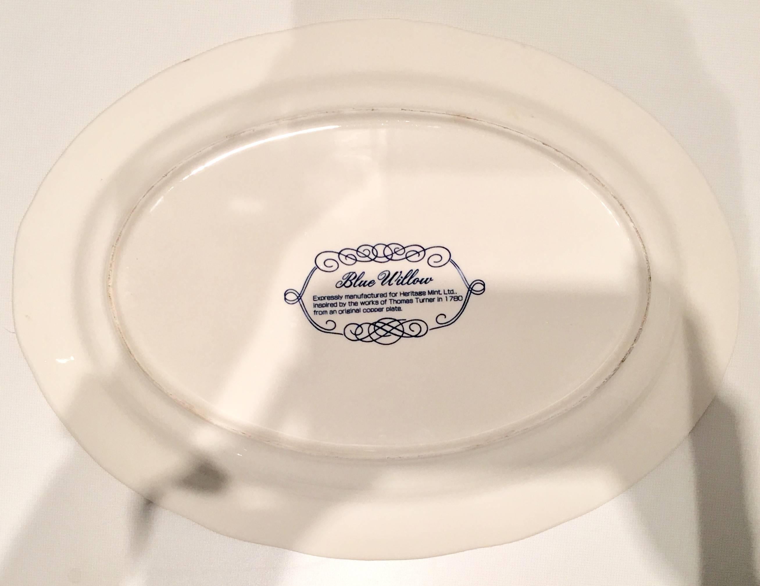 Vintage Blue Willow Large Oval Serving Platter In Excellent Condition In West Palm Beach, FL