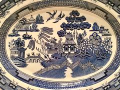 Vintage Blue Willow Large Oval Serving Platter