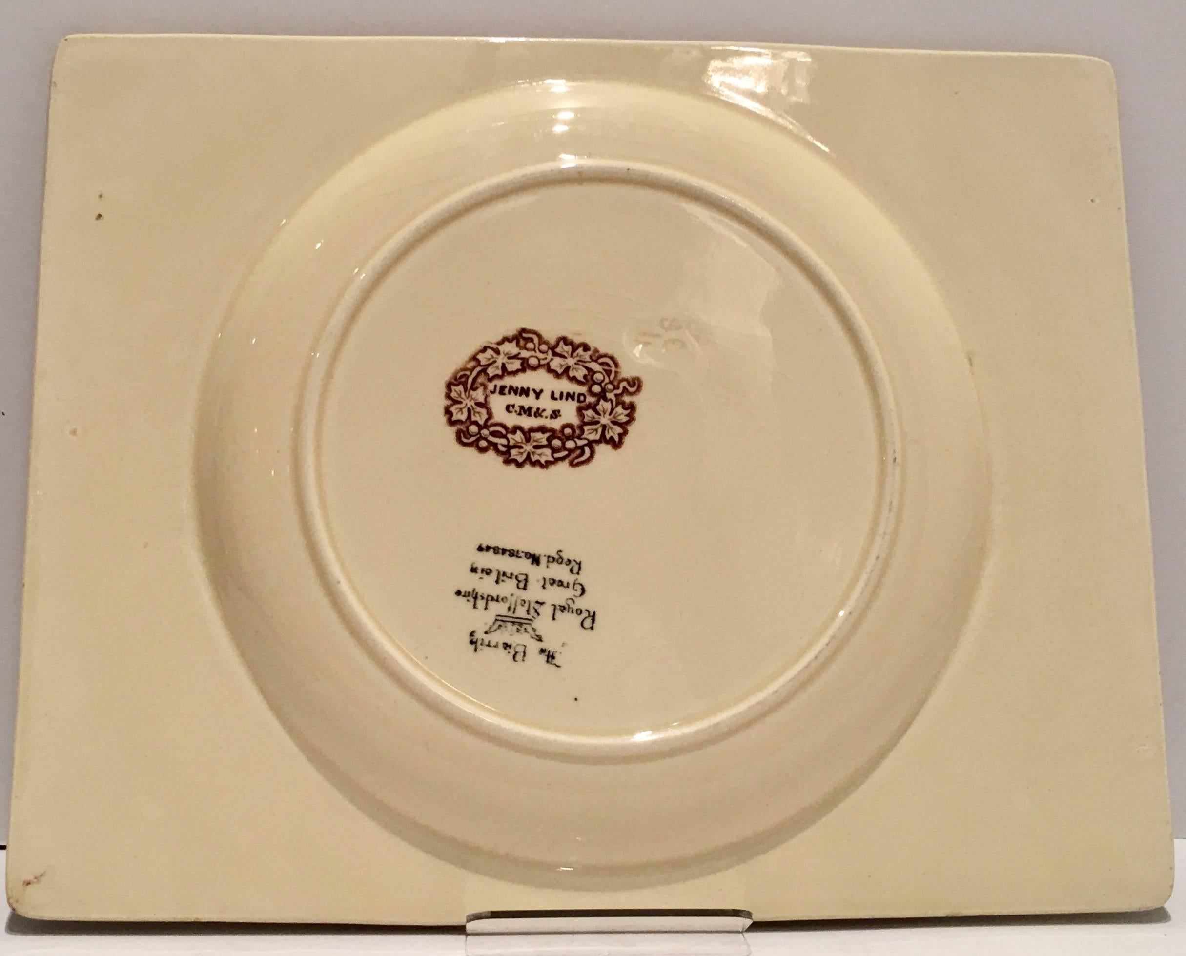 Ceramic Mid-20th Century Royal Staffordshire Pair Of Transferware Square Plates For Sale