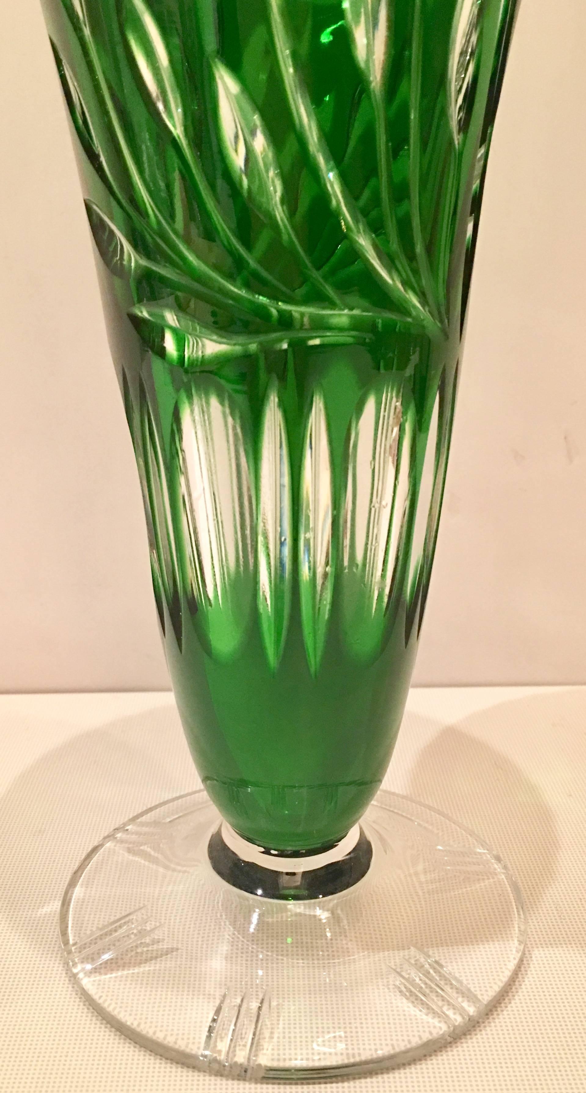 20th Century Emerald Cut to Clear Cyrstal Footed Flower Vase