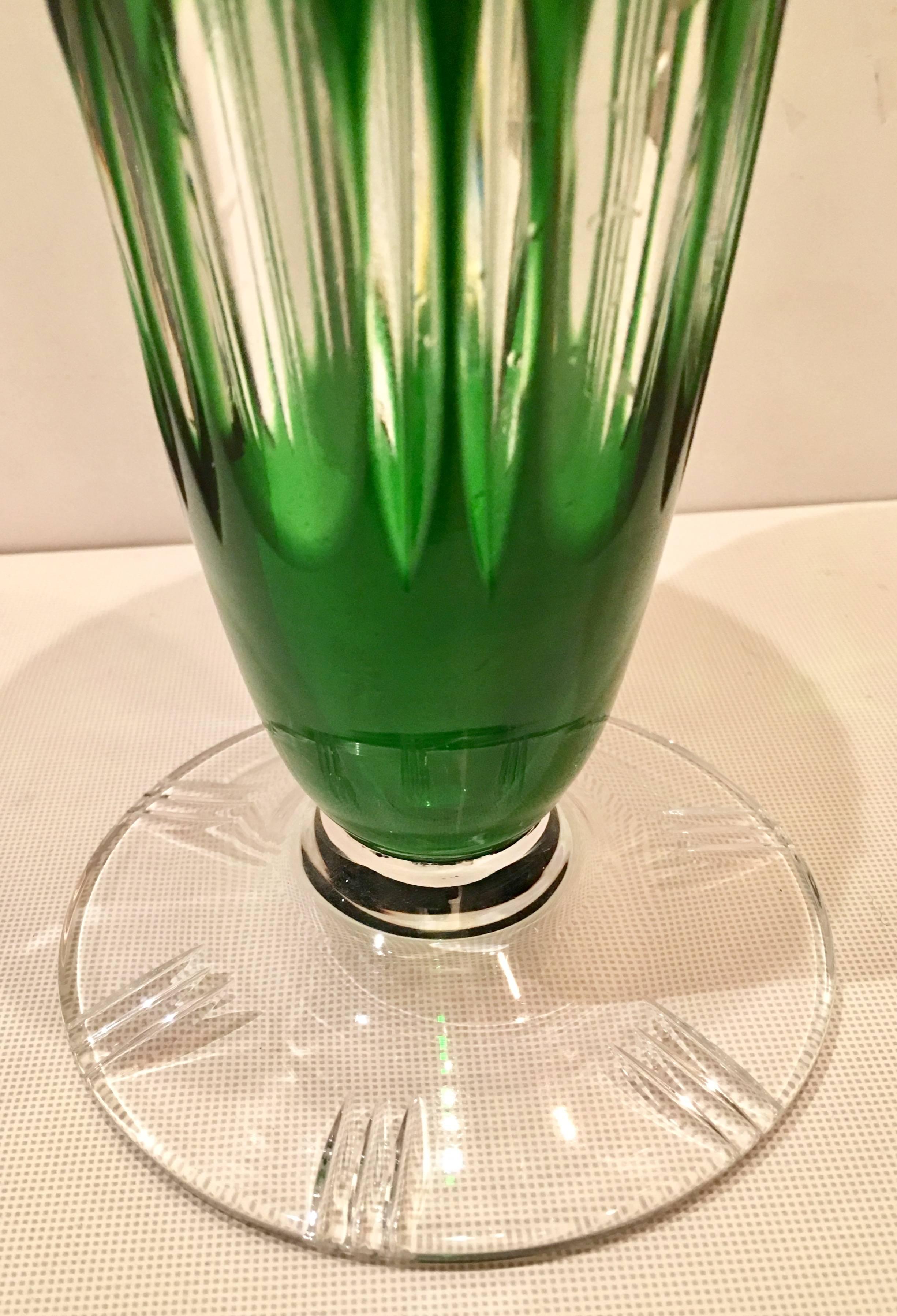 Crystal Emerald Cut to Clear Cyrstal Footed Flower Vase