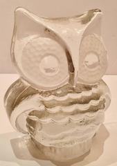 Vintage Viking Glass Clear and Frosted Owl Sculpture