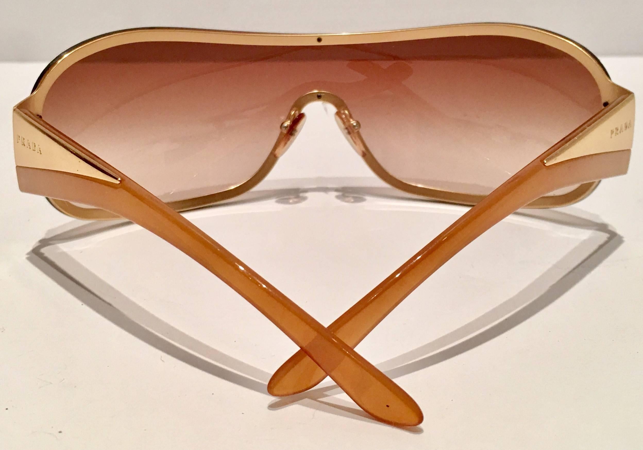 Italian Vintage Prada Sport Gold Shield Sunglasses