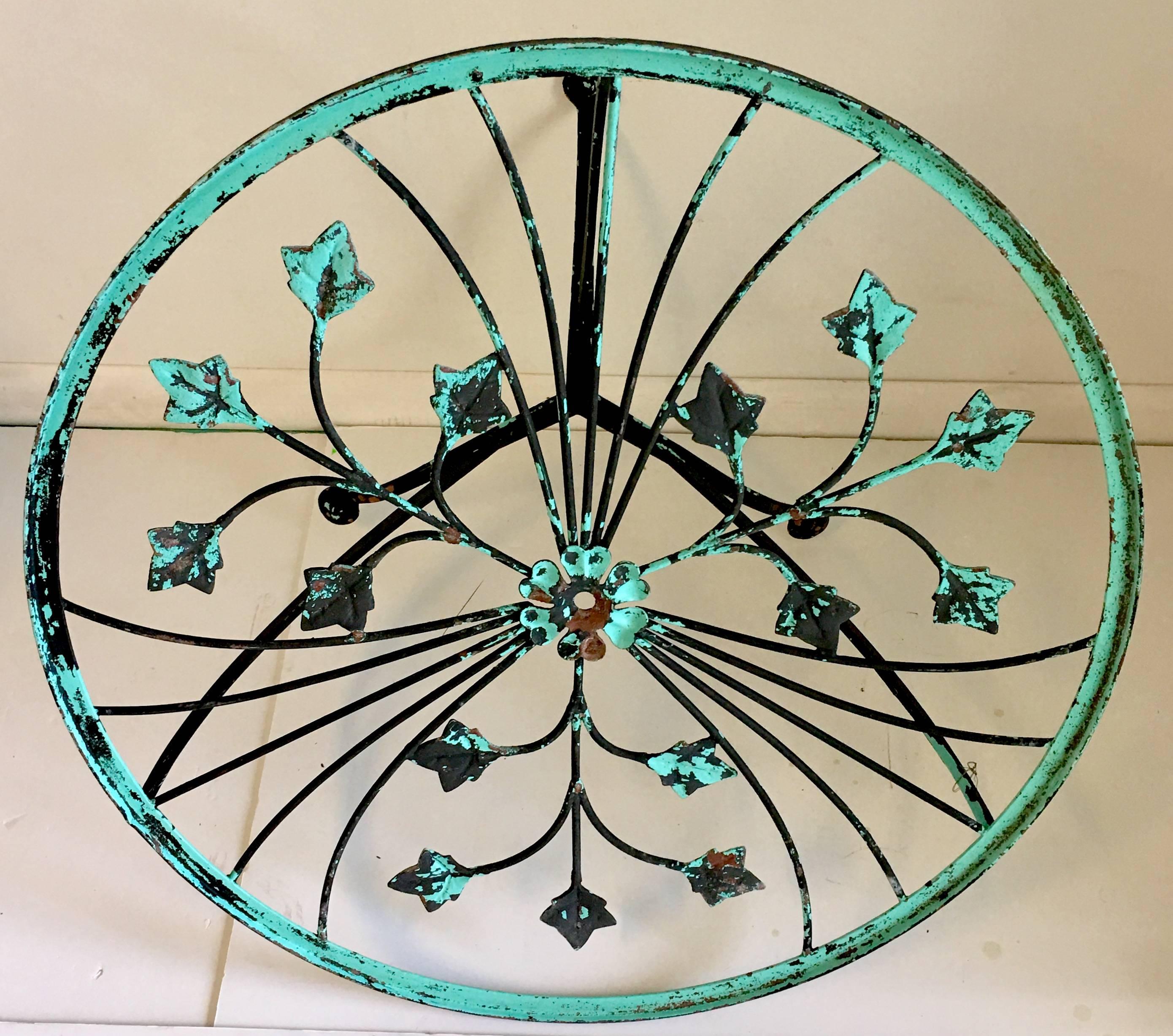French Art Deco Style Painted Hand-Forged Iron Table In Excellent Condition In West Palm Beach, FL