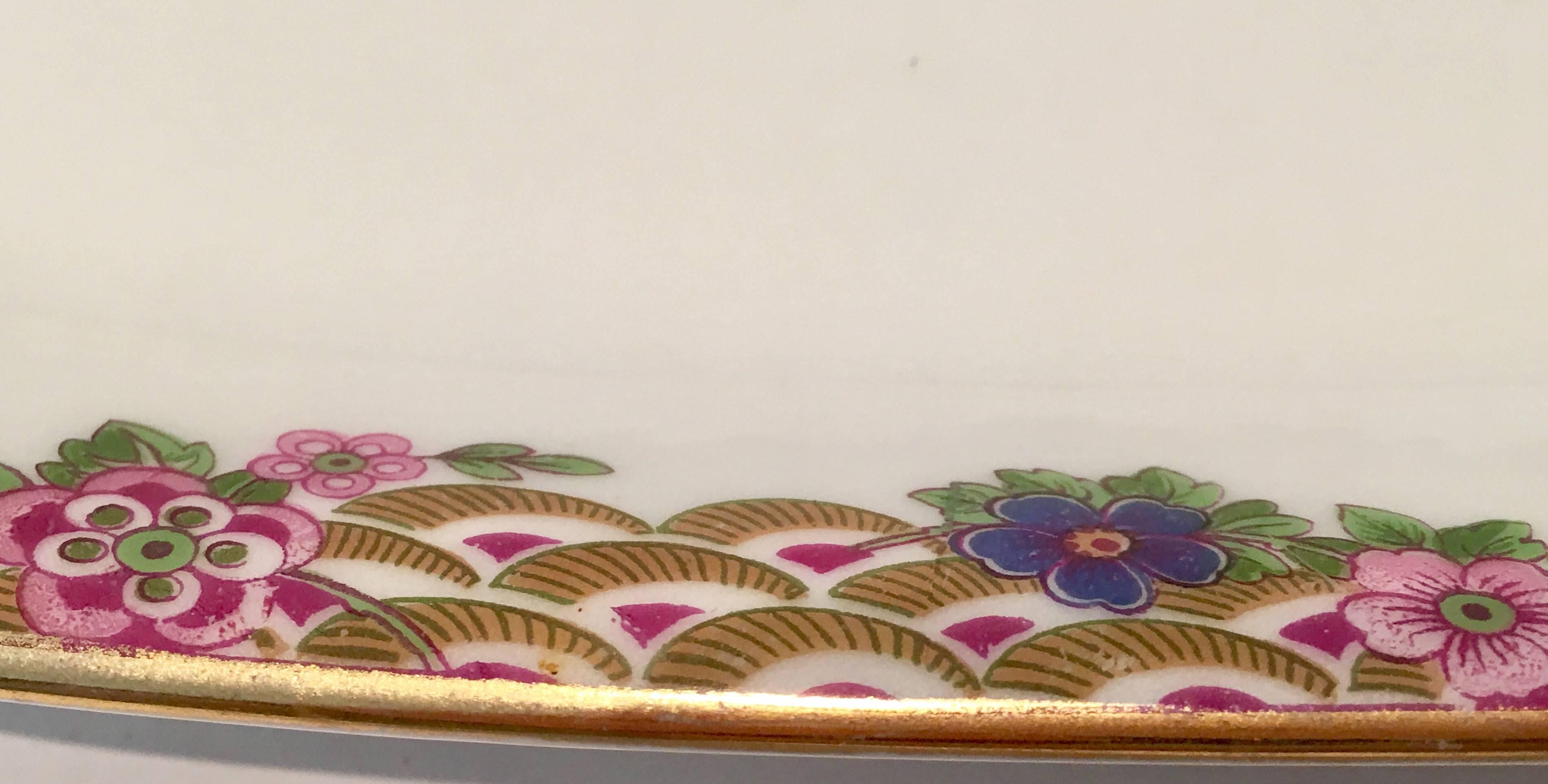 1920s French Limoges Art Deco Serving Platters by Jean Pouyat, Set of Three In Excellent Condition In West Palm Beach, FL