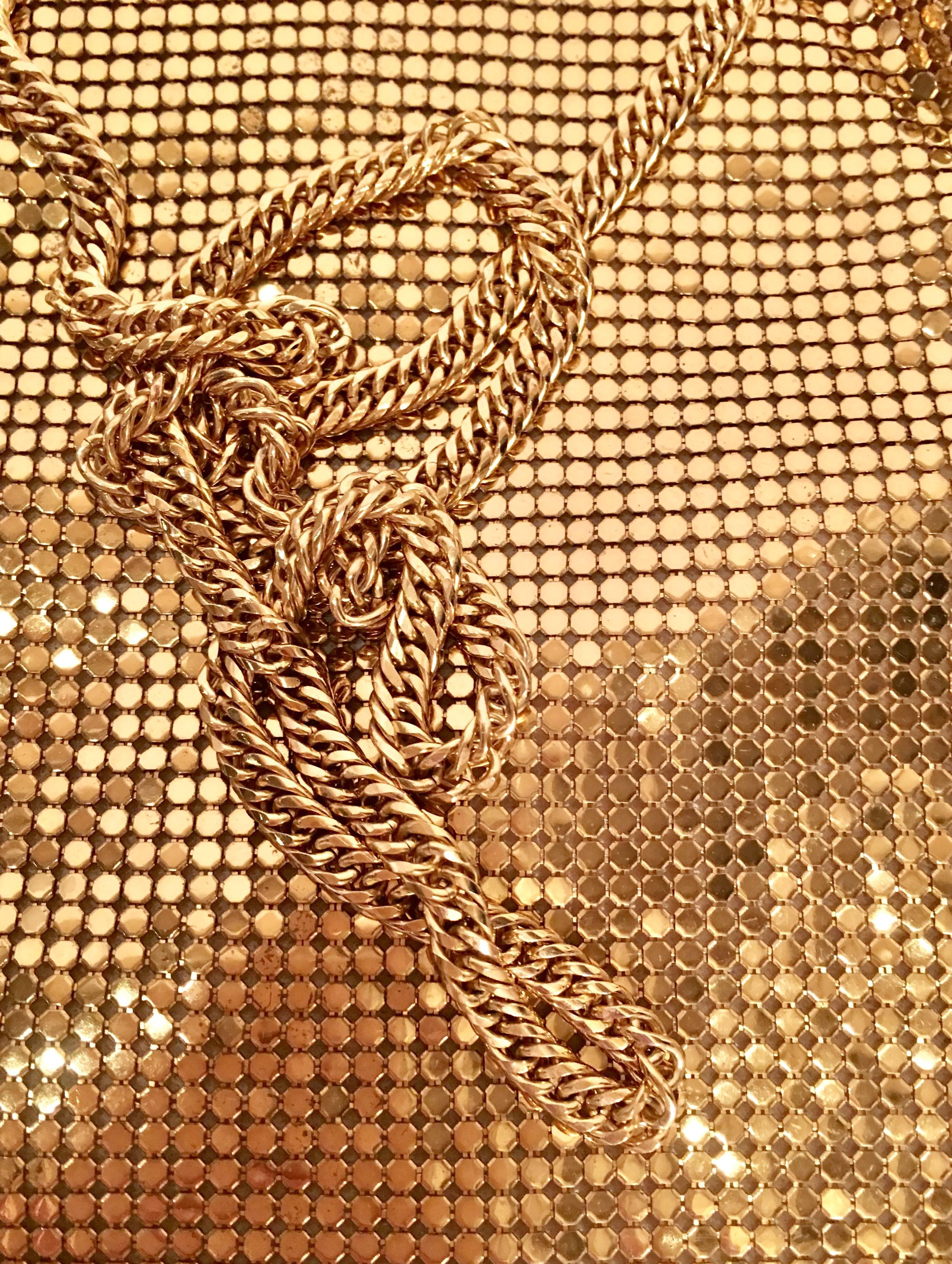 Whiting & Davis Gold Metal Mesh Fringe Handbag 1