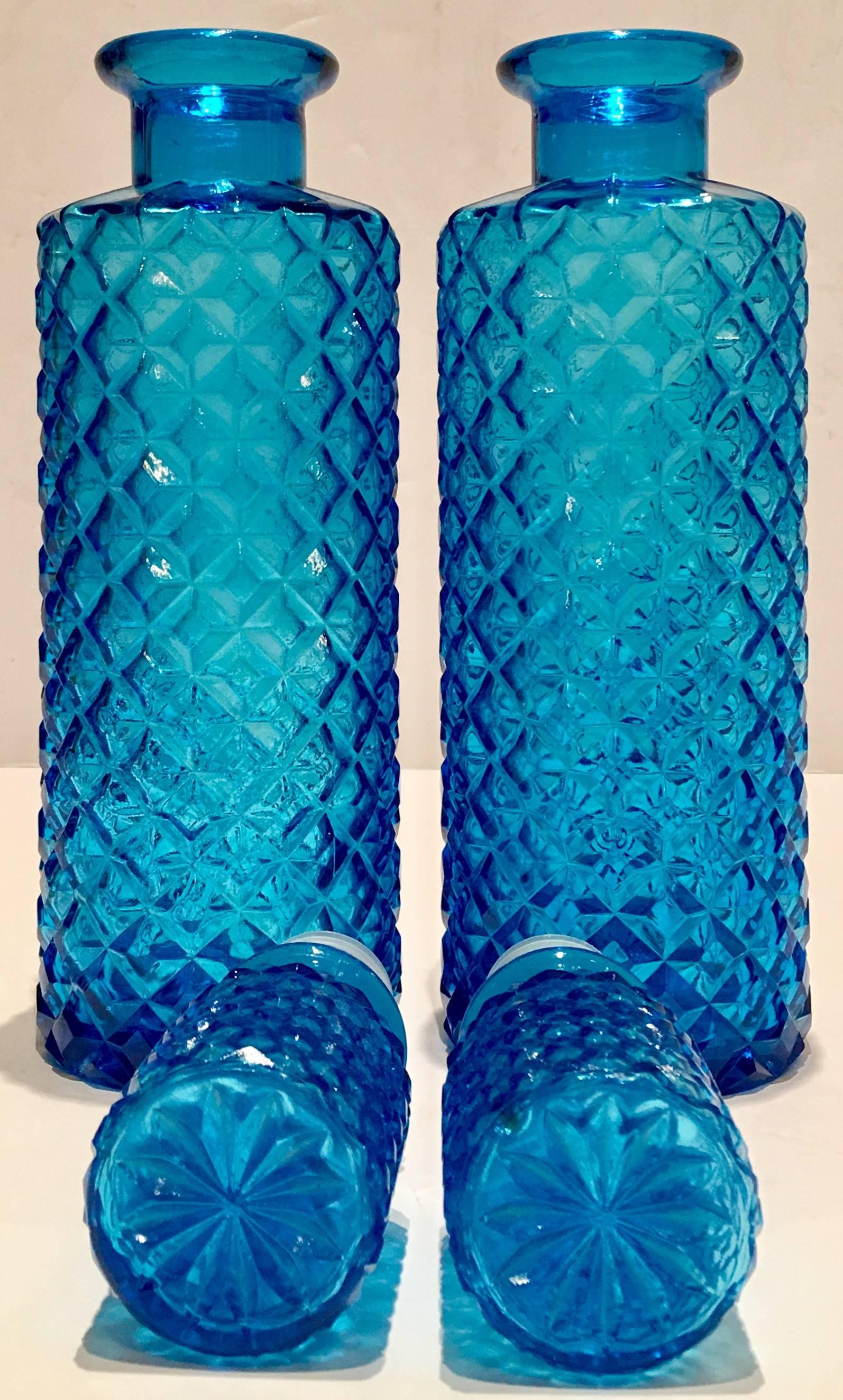 vintage blue glass decanter
