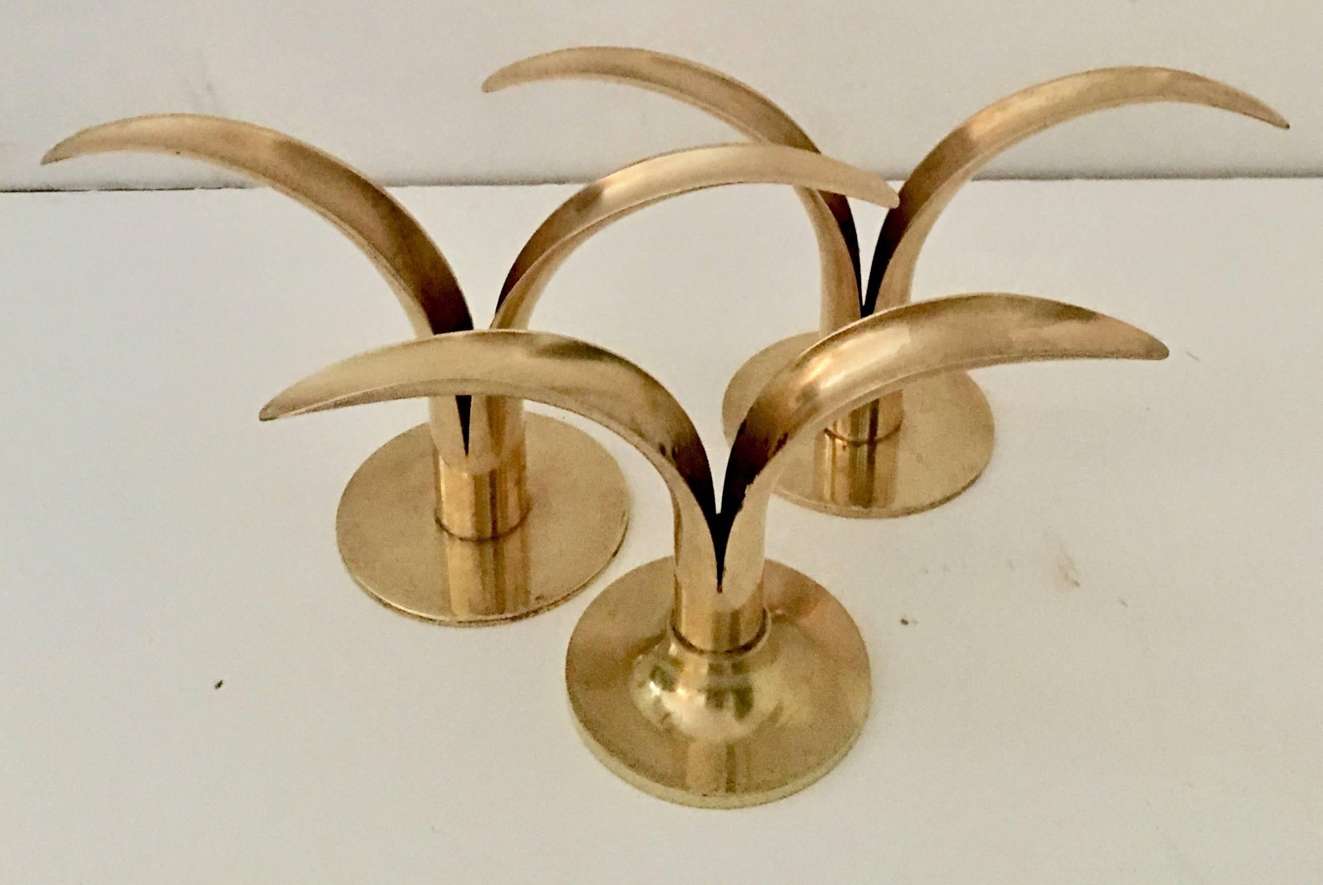 Mid-Century Set of Three Swedish Brass 