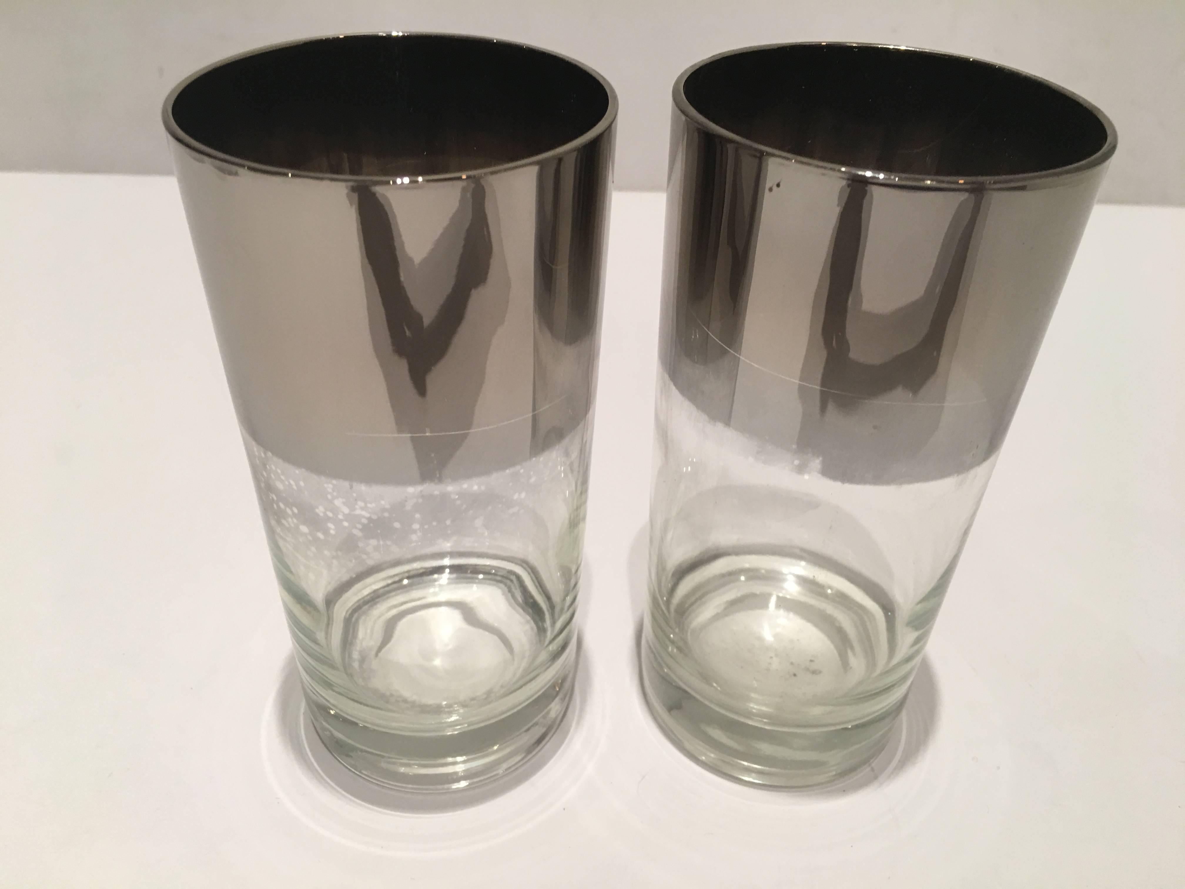 Mid-Century Modern Set of Ten Sterling Silver Overlay Drinks Glasses by Dorothy Thorpe