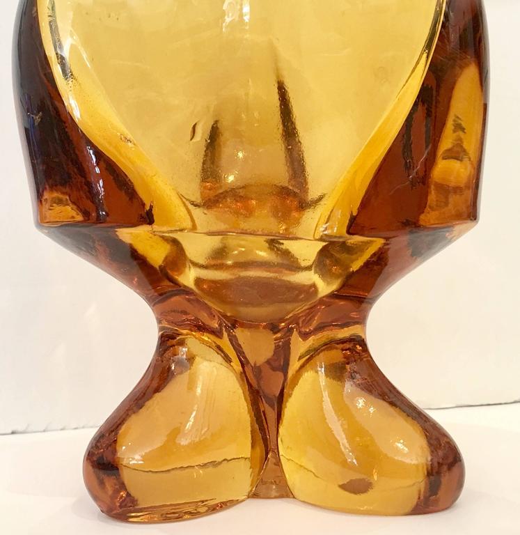 MidCentury Amber Footed Stretch Glass Vase by Viking at 1stDibs