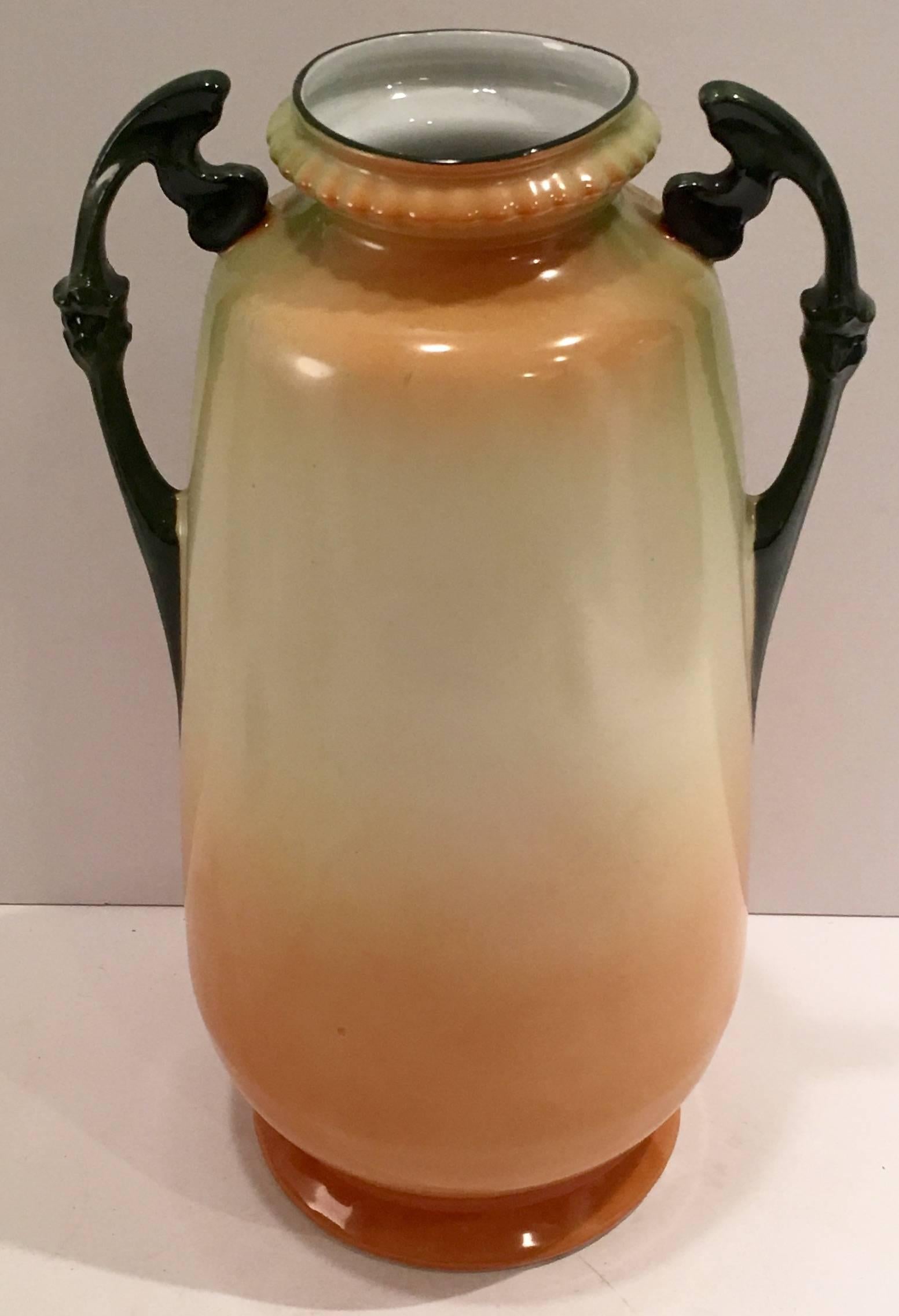 Austrian Porcelain Hand-Painted Two Handle Vase, 