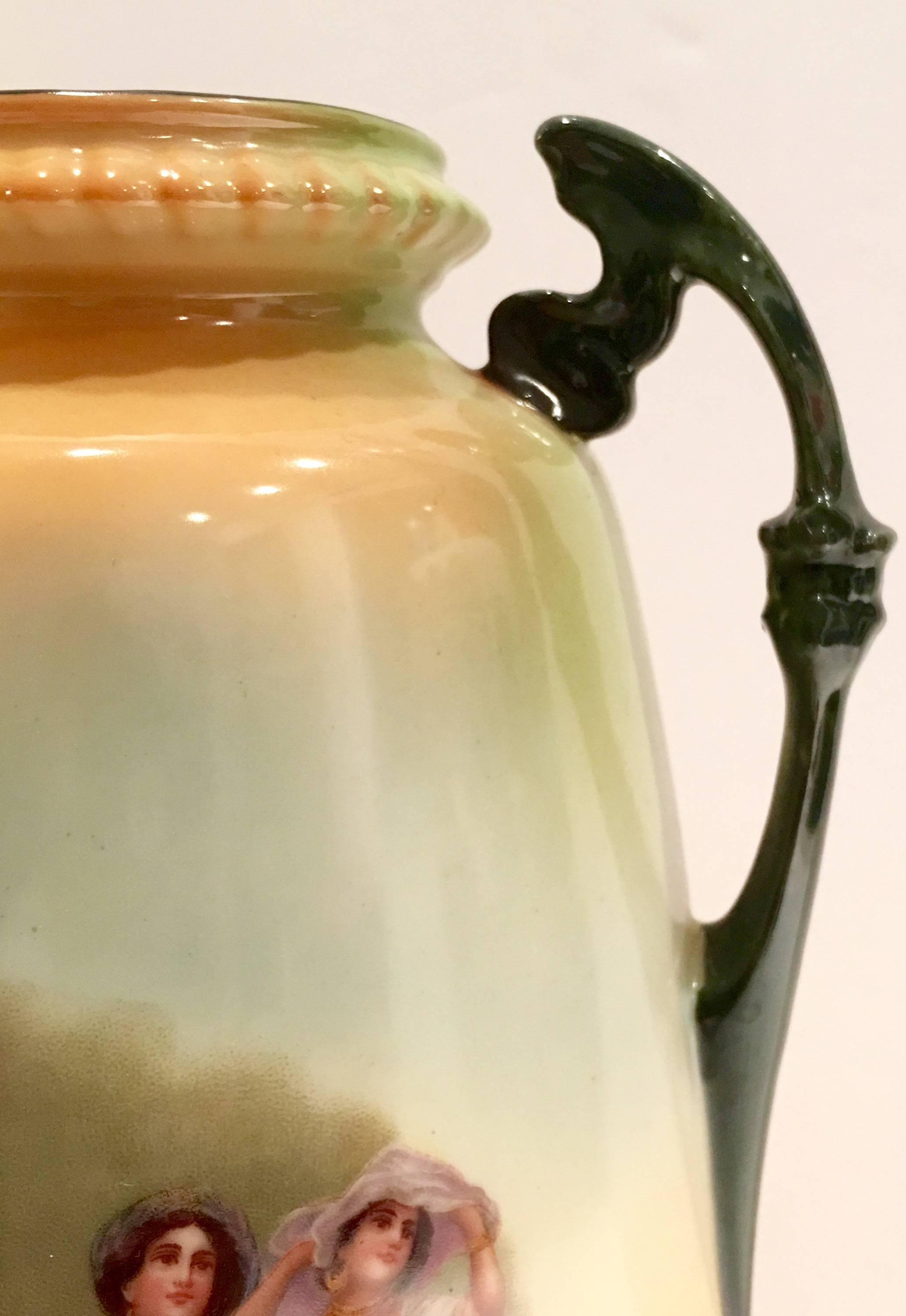 Austrian Porcelain Hand-Painted Two Handle Vase, 