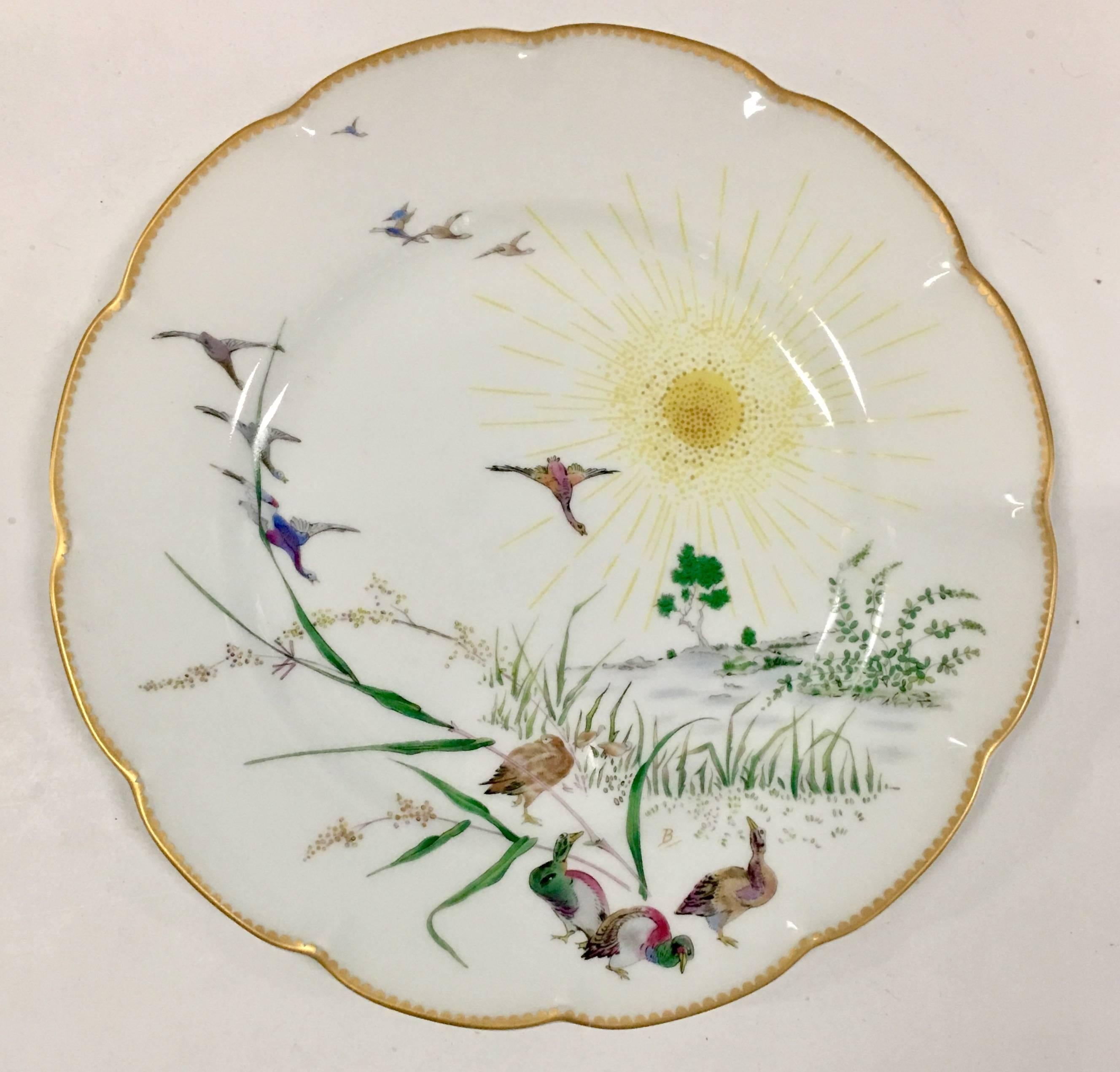 Felix Bracquemond designed Haviland Limoges France, compete set of four, Four Seasons, hand-painted collector's plates. Introduced in 1975 by the Haviland Limoge France and limited to 5,000 sets. Each plate, depicting spring, summer, fall and winter