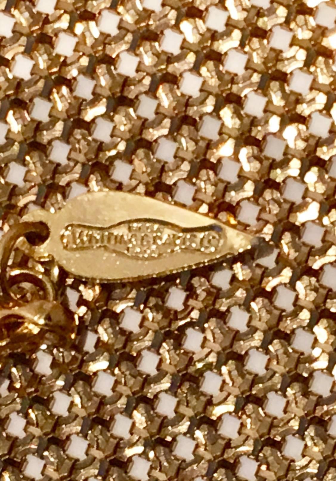 Vintage Whiting $ Davis Gold Metal Mesh Bib Choker Necklace 3