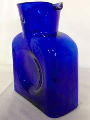 Mid-Century Modern Blenko Glass Cobalt Double Spout Pitcher