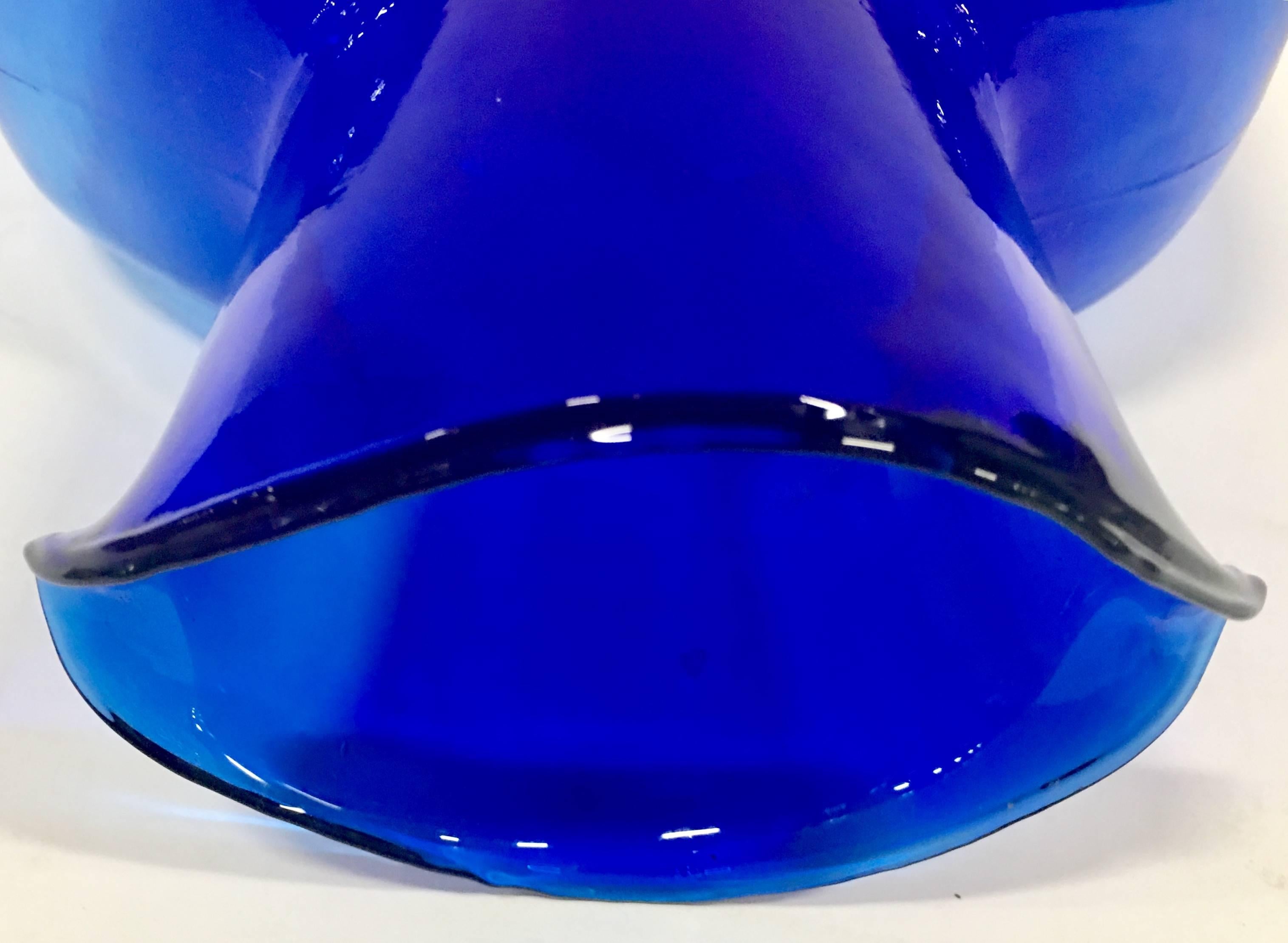 20th Century Mid-Century Modern Blenko Glass Cobalt Double Spout Pitcher