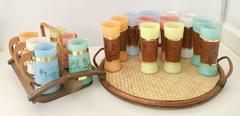 1950s Hawaiian Luau Glass and Wood 21 Piece Entertainment Set