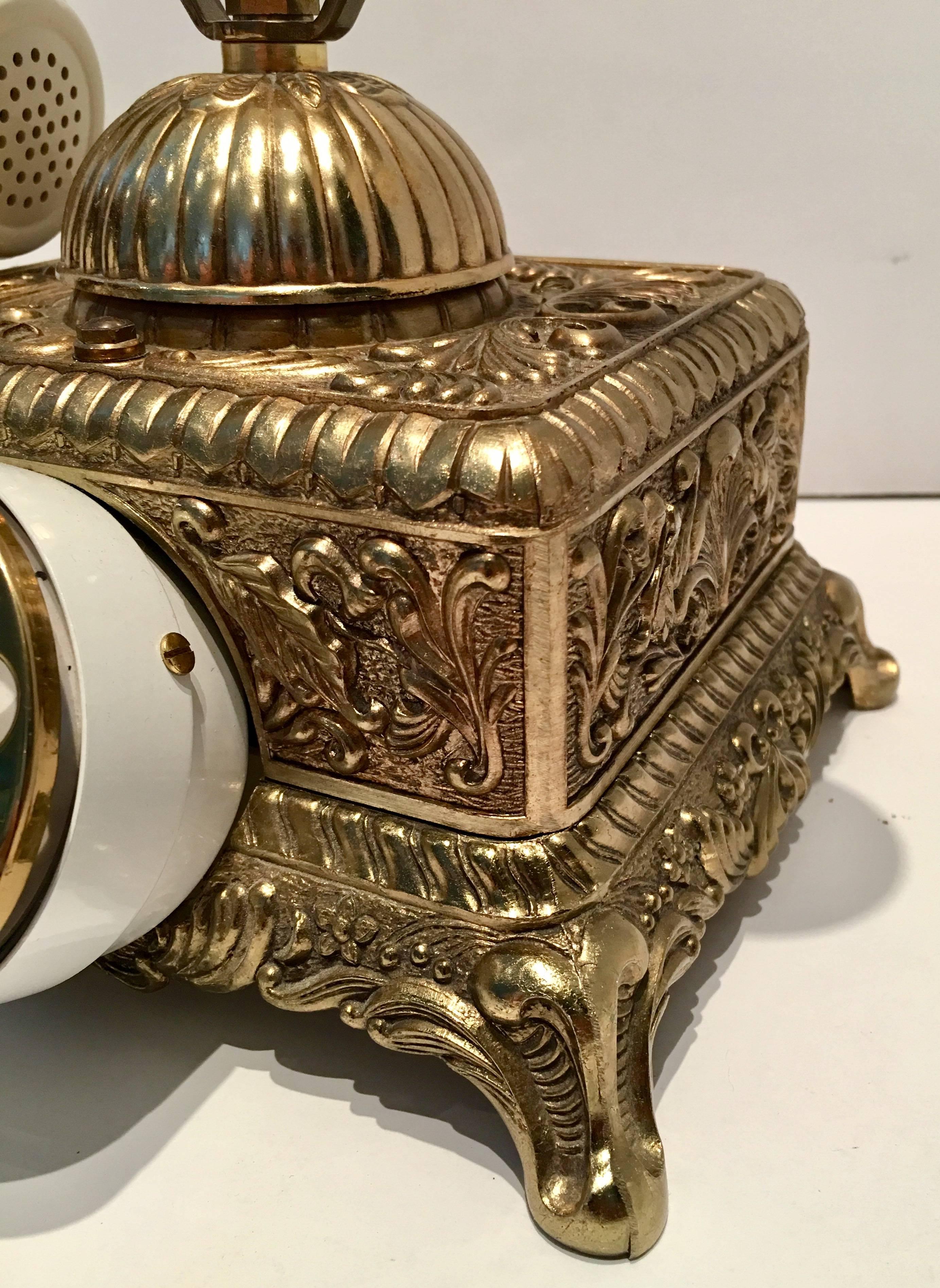Mid-Century French Art Nouveau Style Brass Telephone In Excellent Condition In West Palm Beach, FL