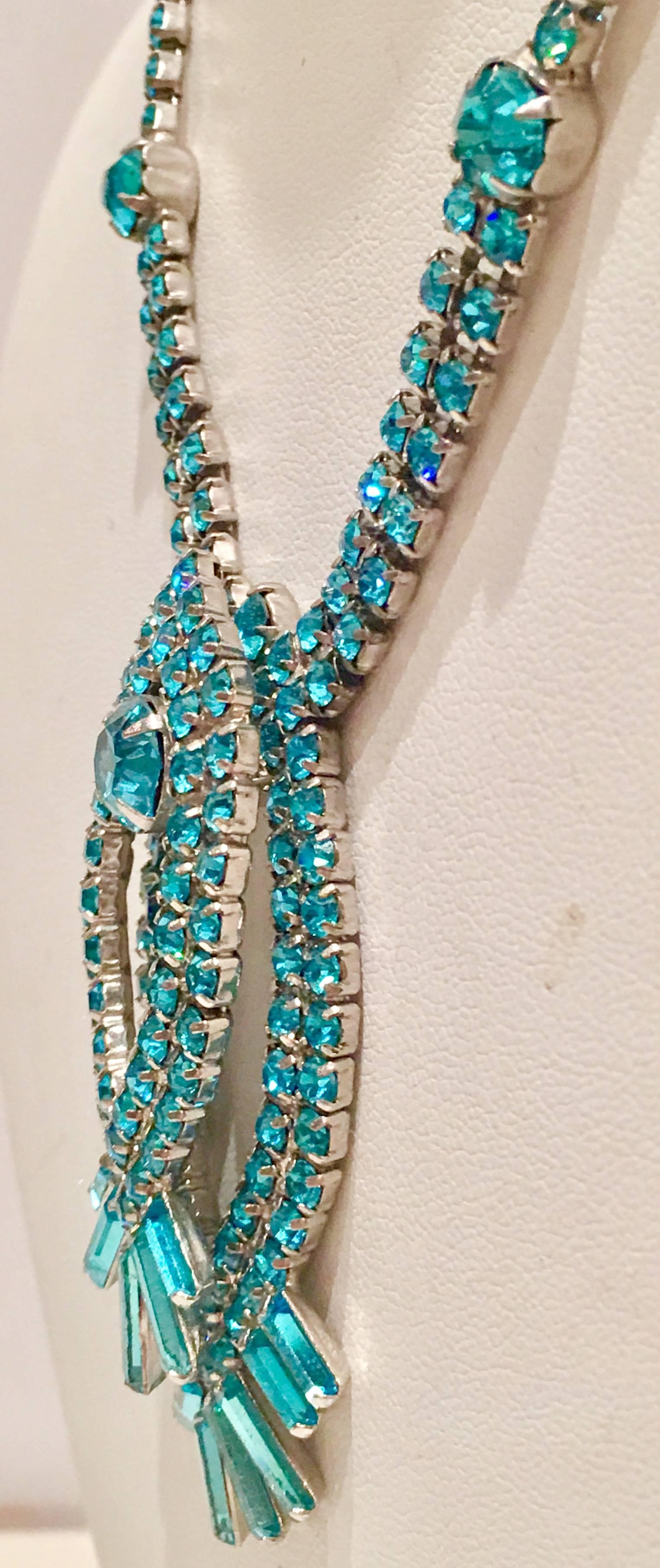 20th Century 1960s Blue Sapphire Austrian Crystal 3D Choker Necklace