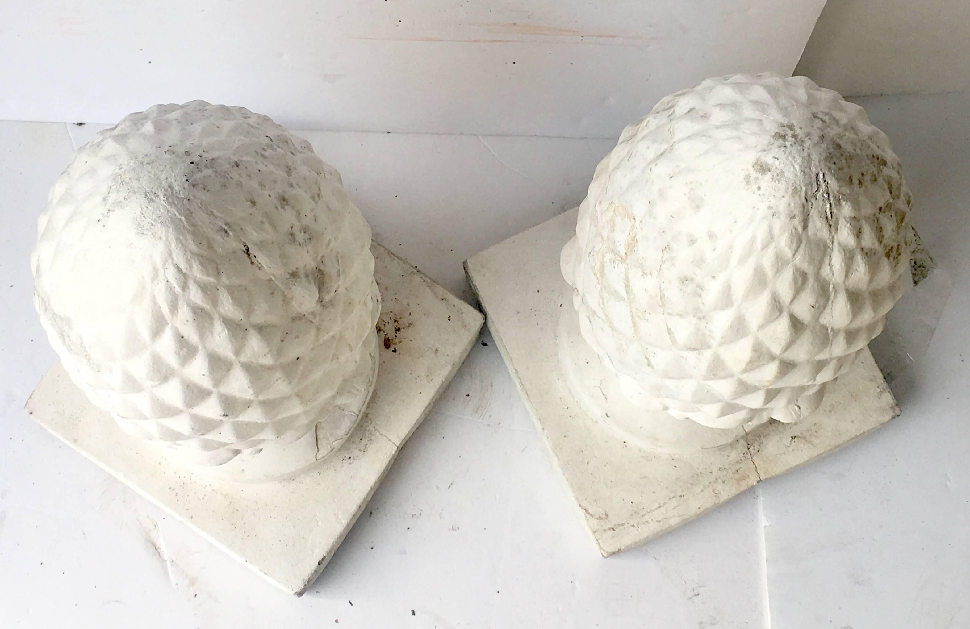 20th Century Pair Of Cast Stone Cone Finial Sculptures For Sale 1