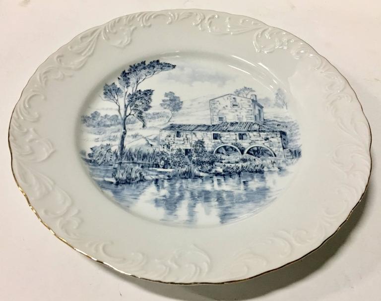 Vintage Portugal Blue and White Ceramic Dinnerware Set of 26 by Spal