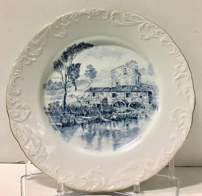 Vintage Portugal Blue and White Ceramic Dinnerware Set of 26 by Spal