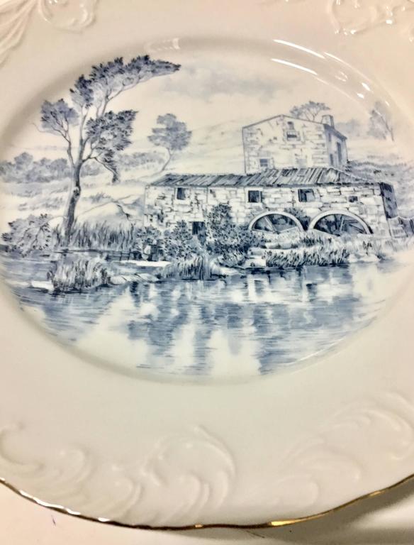 Vintage Portugal Blue and White Ceramic Dinnerware Set of 26 by Spal