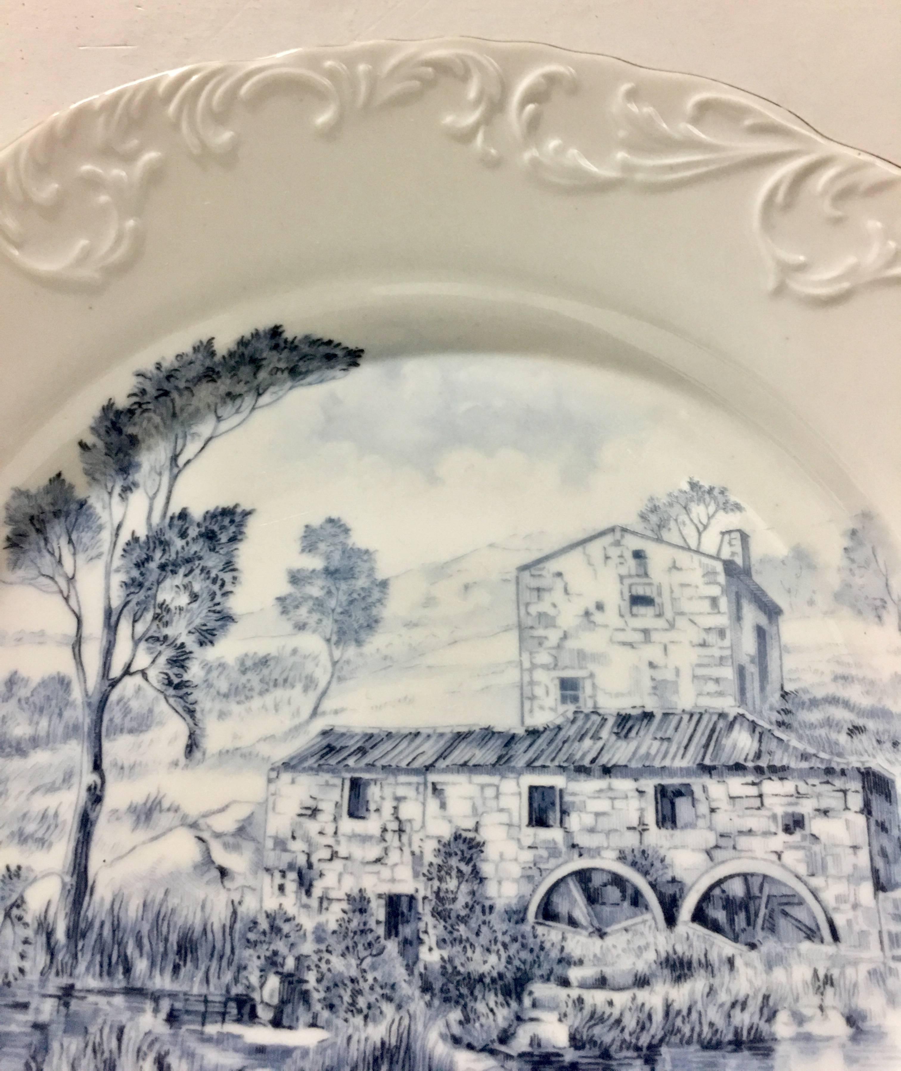 Vintage Portugal Blue and White Ceramic Dinnerware Set of 26 by Spal Porcelanas In Excellent Condition In West Palm Beach, FL