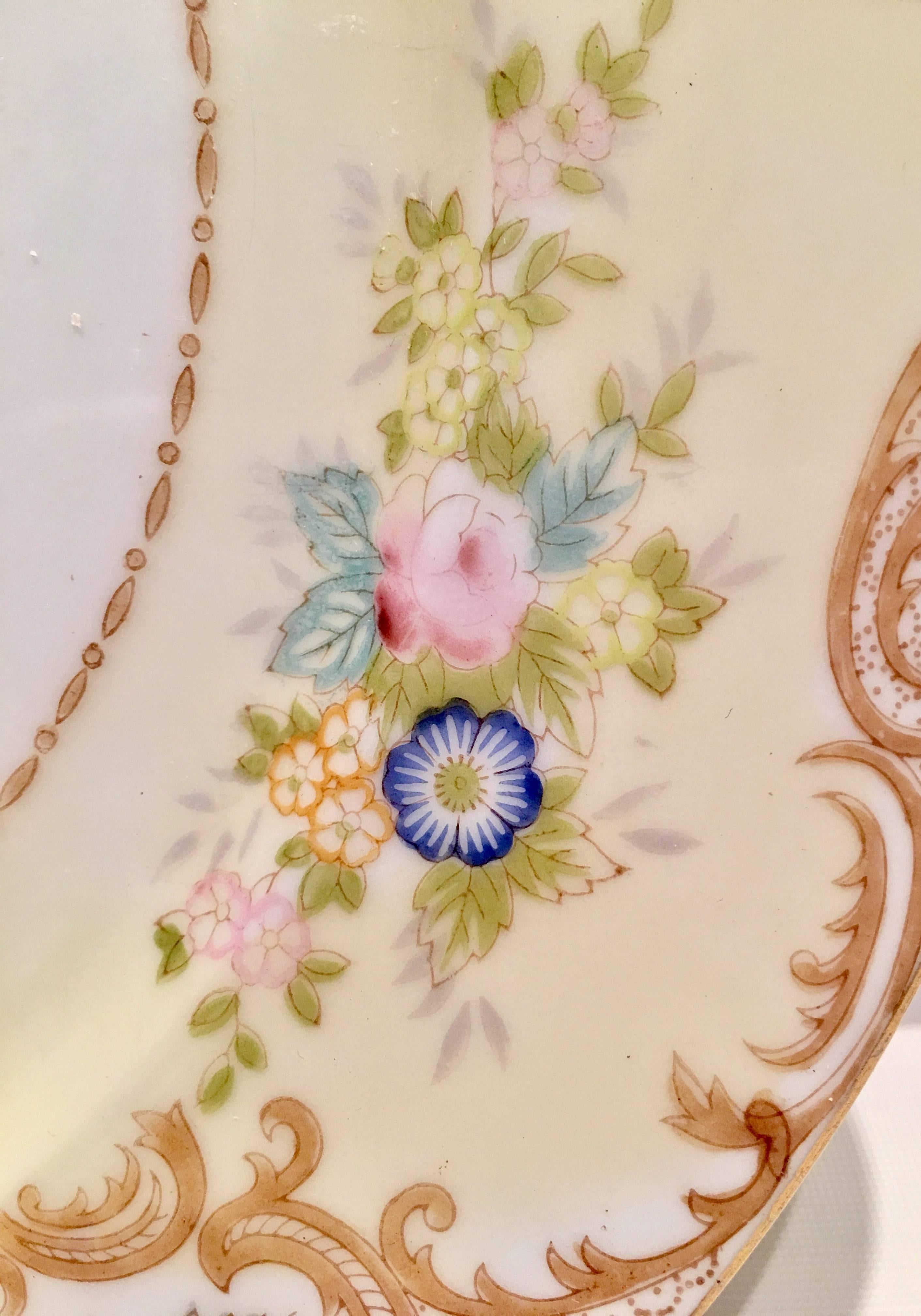 20th Century Japanese Hand Painted Porcelain Set of Nine Dinner Plates by, Meito China