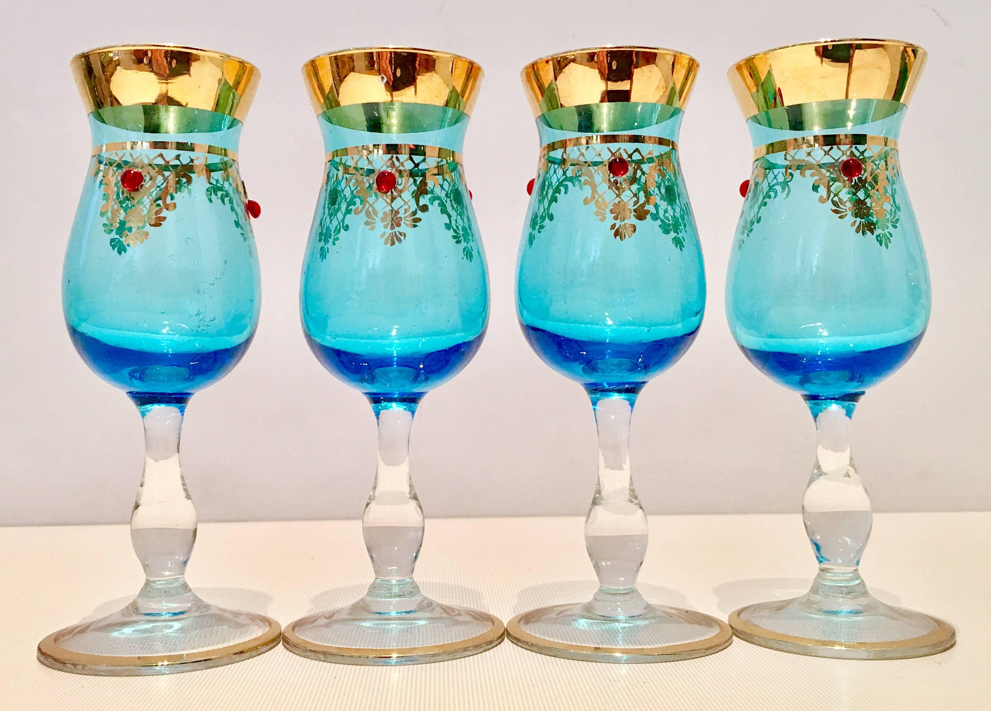 Mid-Century Italian Venetian Glass Drinks Set of Five Pieces In Excellent Condition In West Palm Beach, FL