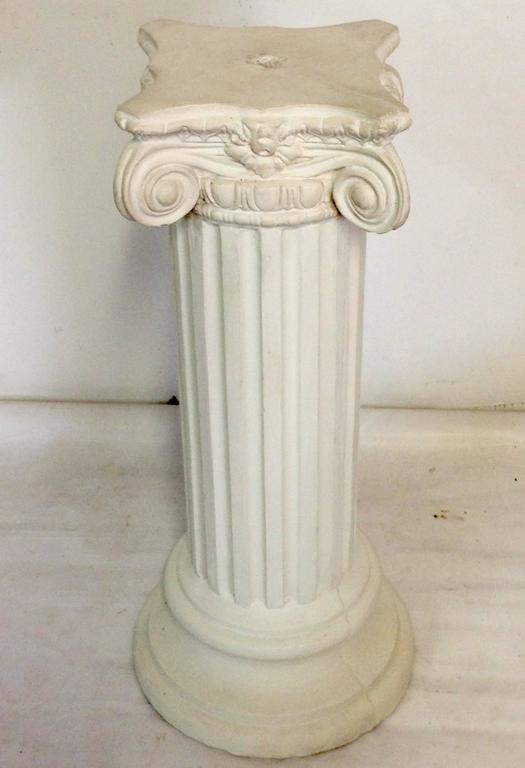 Vintage Life Size Concrete Male Roman Bust Sculpture and Pedestal For