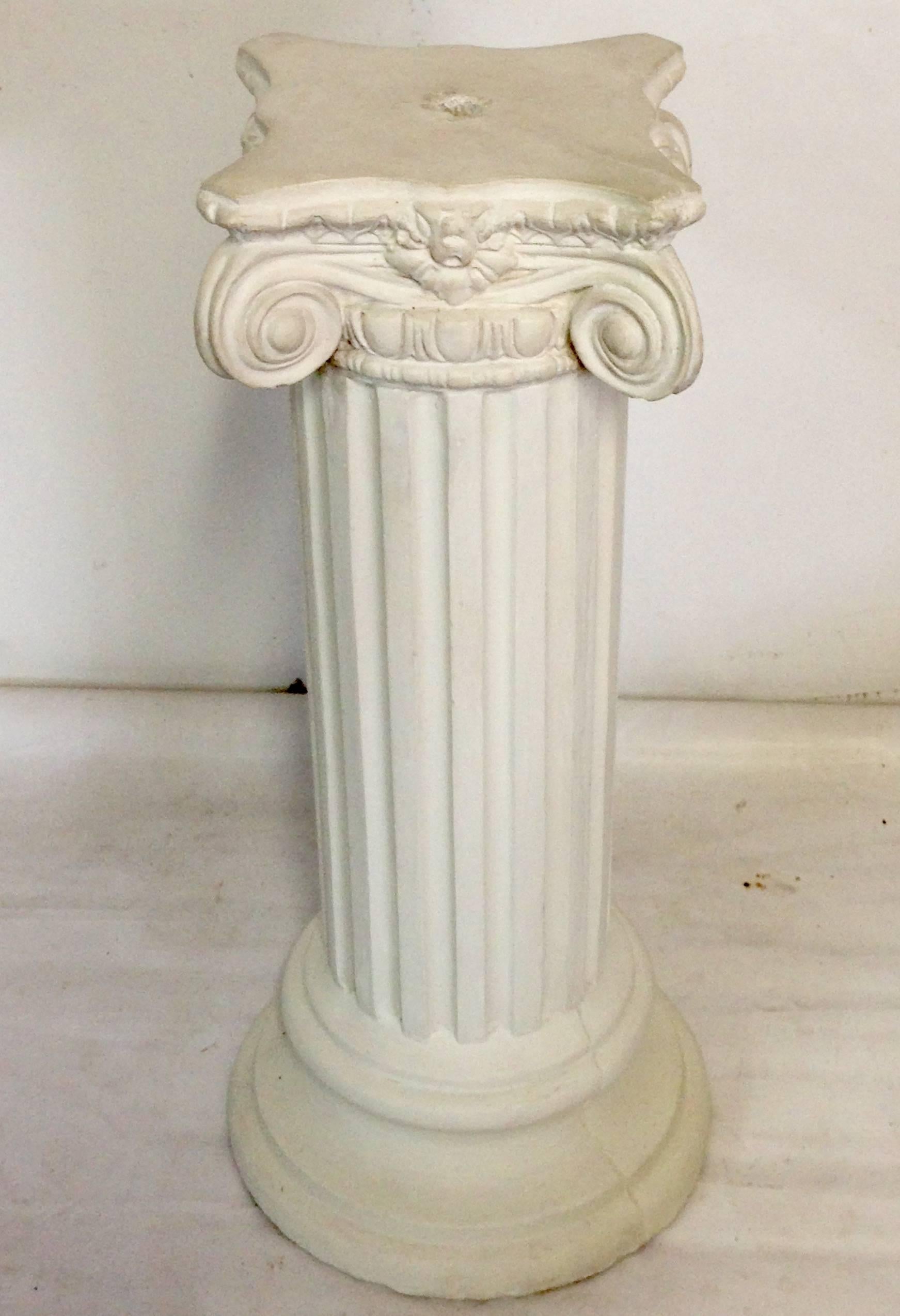 Vintage Life Size Concrete Male Roman Bust Sculpture and Pedestal For Sale 1