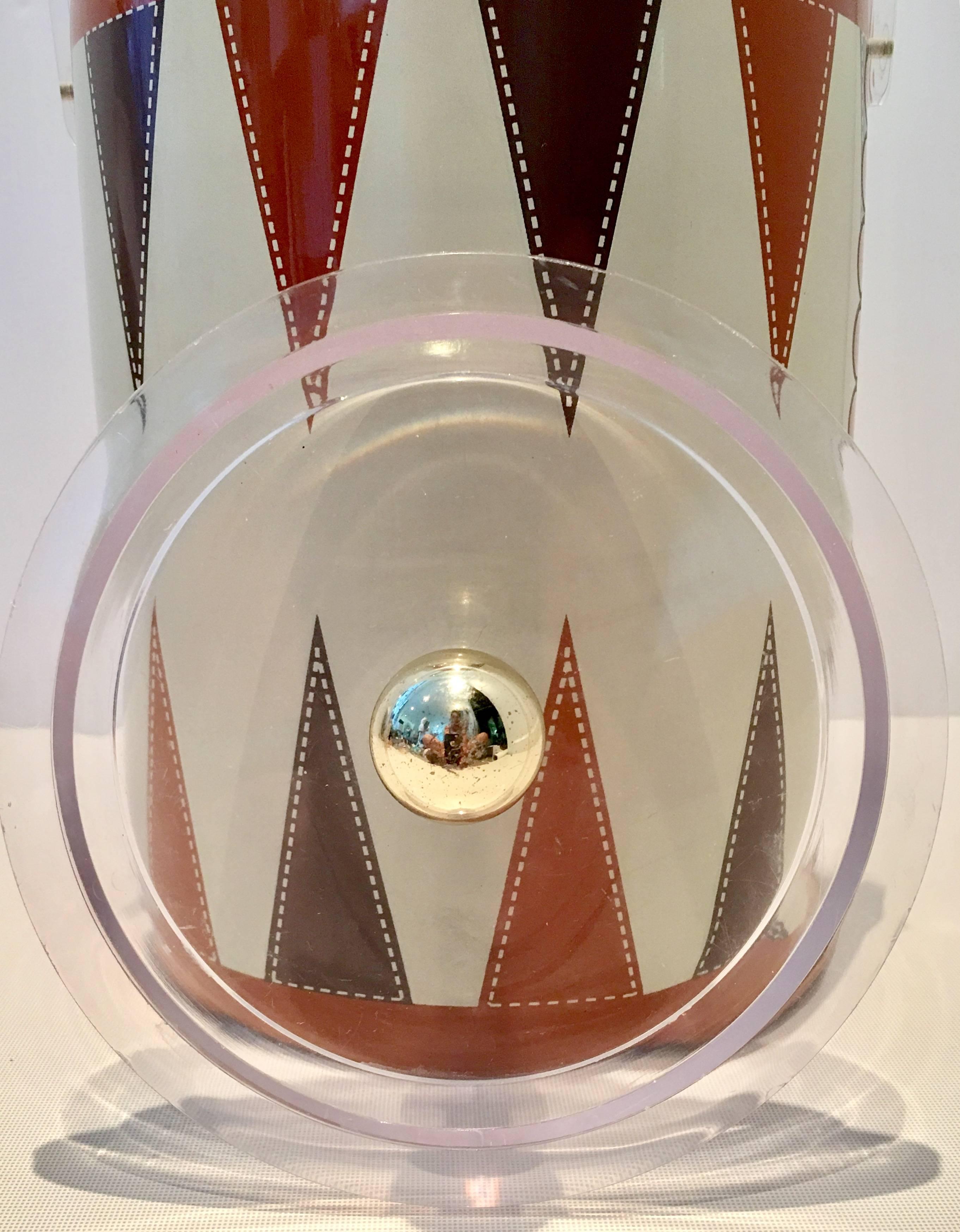 20th Century Oleg Cassini Backgammon Lucite Handle Thermal Ice Bucket