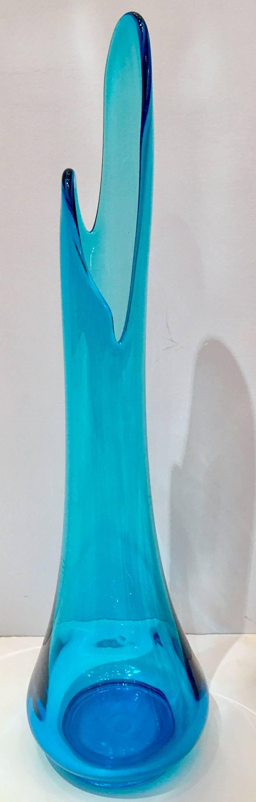 blue blown glass vase