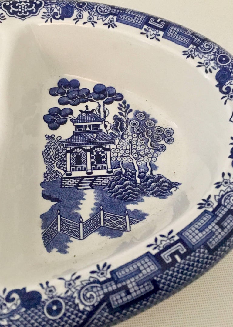 Vintage Staffordshire, England Ceramic Dinnerware "Blue Willow" Set of