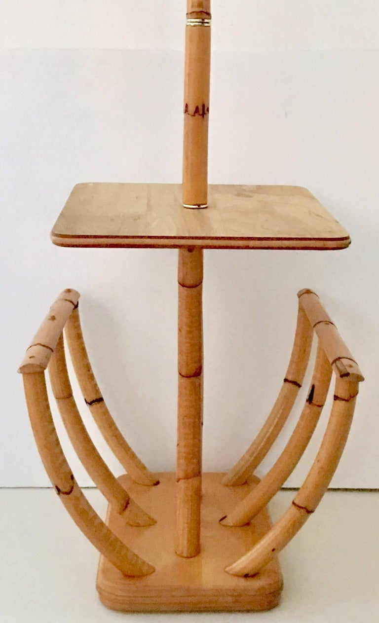 Mid-Century Paul Frankl Style Rattan Reed and Brass Table ...