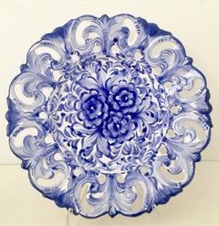 Vintage Portugal Vestal Alcobaca Blue & White Wall Plate, Set of Five