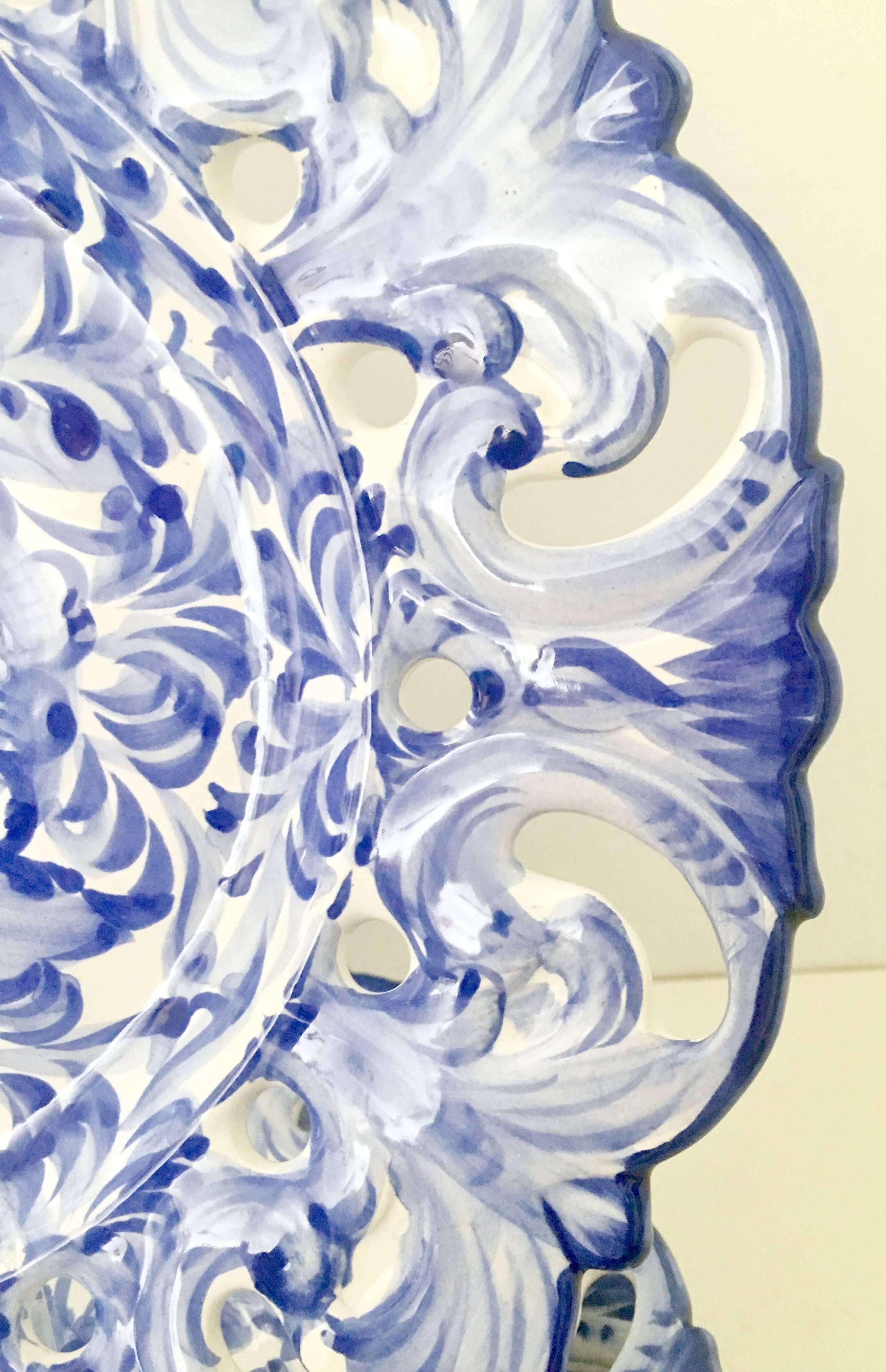 Portuguese Vintage Portugal Vestal Alcobaca Blue & White Wall Plate, Set of Five