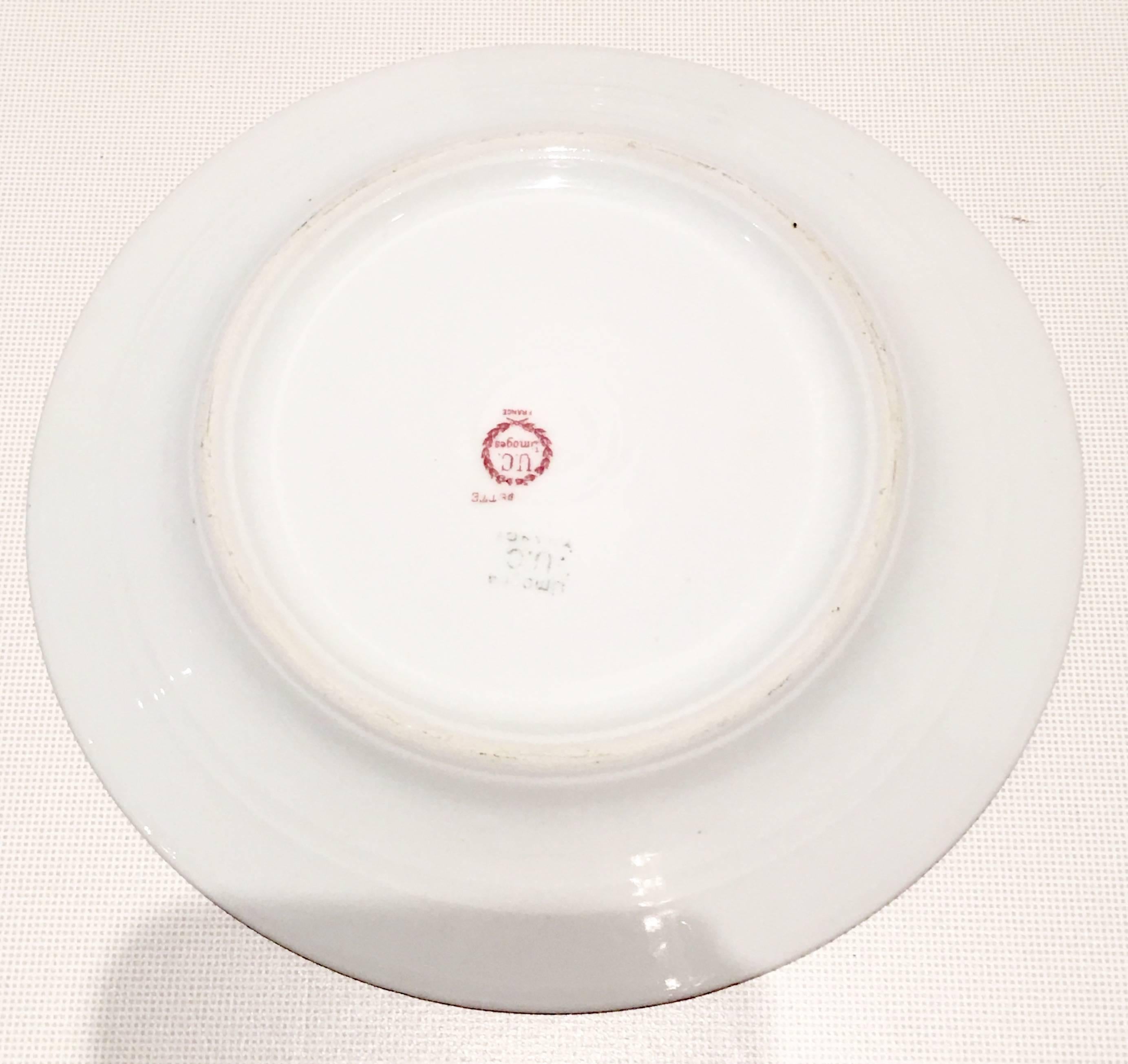 Gold Vintage Limoges France Porcelain Salad Dessert Plates, 