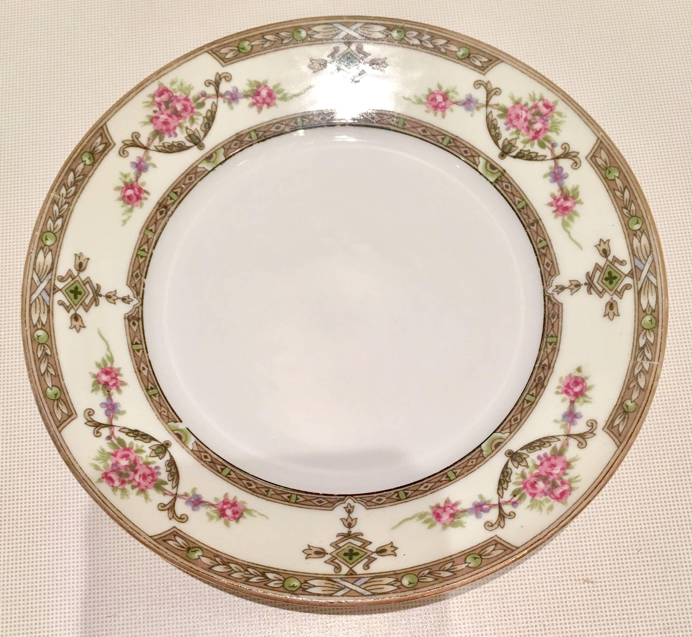 Mid-Century Art Nouveau style French porcelain salad/dessert plates in the pattern, 