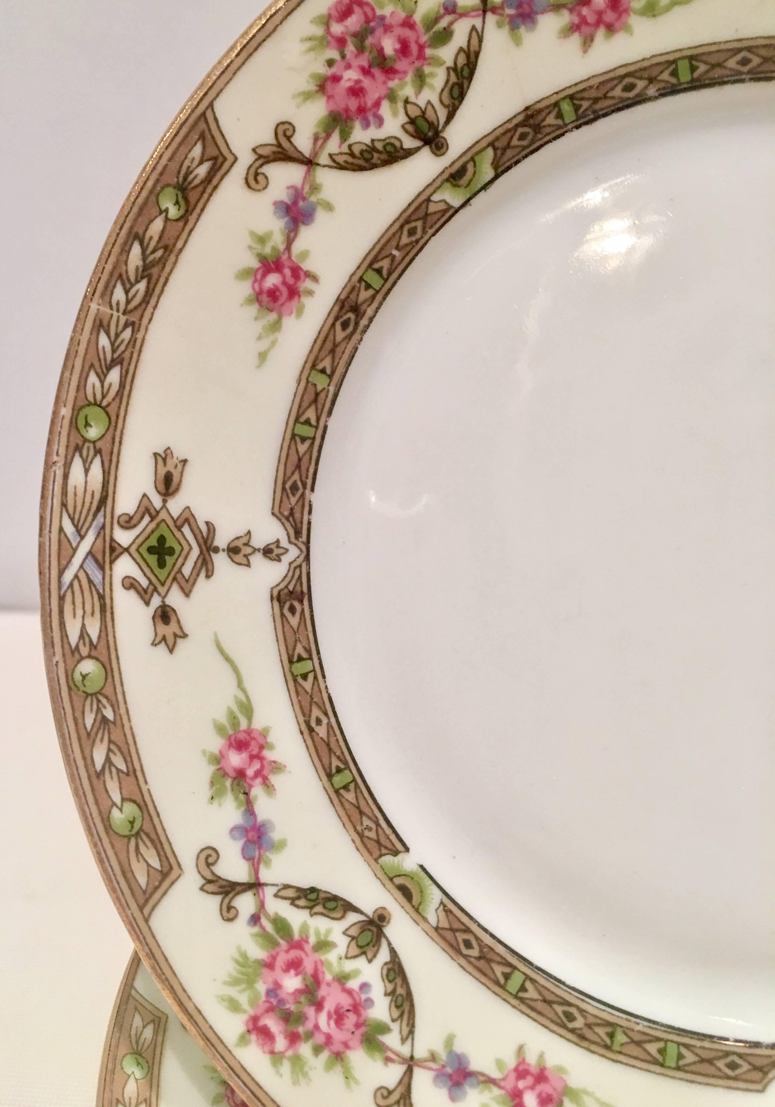 Art Nouveau Vintage Limoges France Porcelain Salad Dessert Plates, 