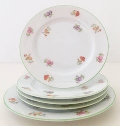 20th Century Japanese Porcelain Floral Motif Dinnerware, Set/16