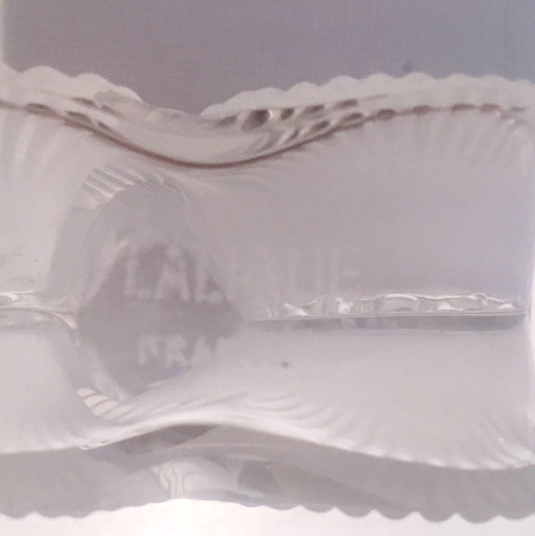 Lalique France Crystal Frosted and Clear Double Flower Perfume Decanter 1