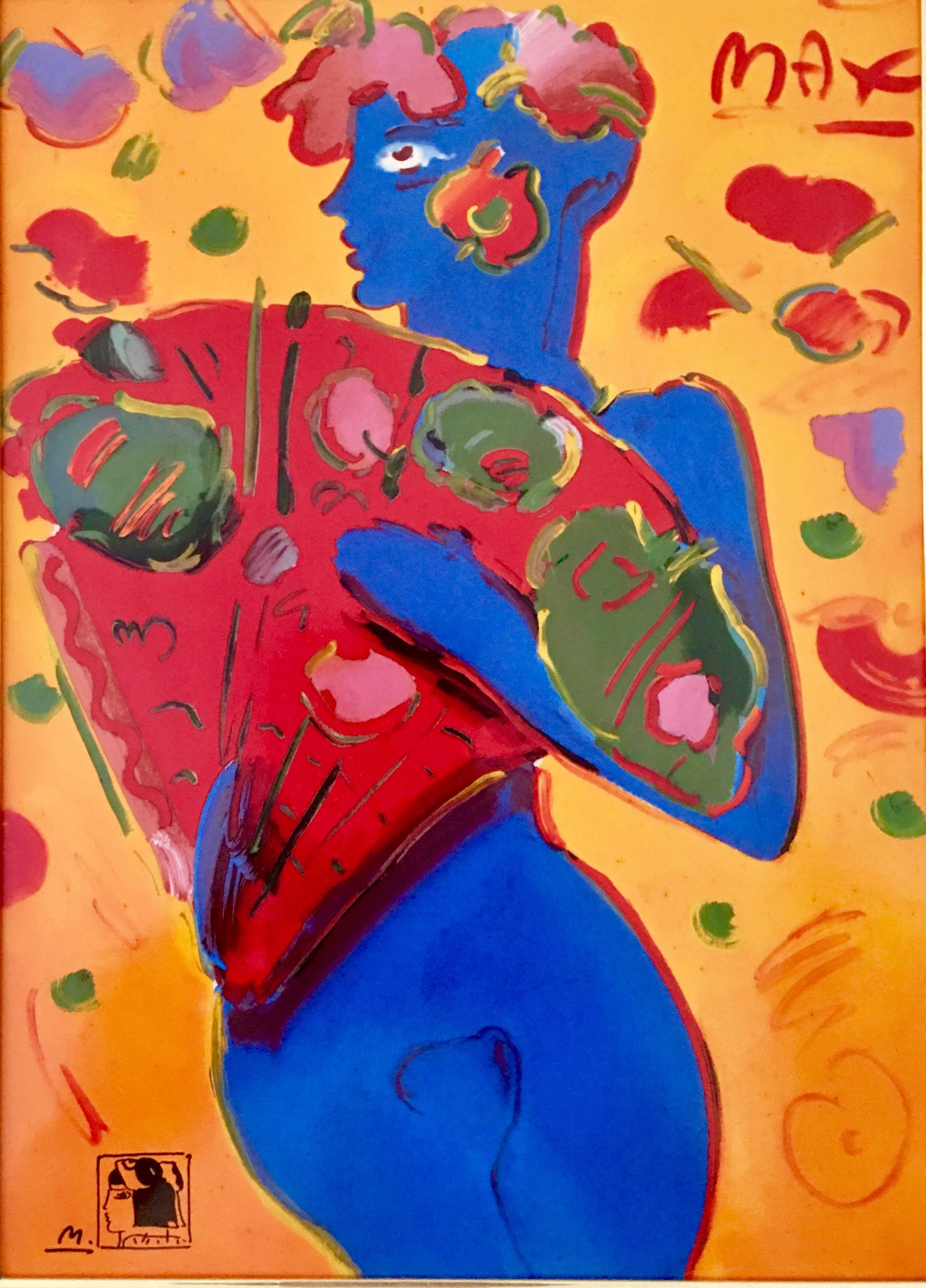 Modern 20th Century Peter Max LE Oil on Porcelain Painting, 