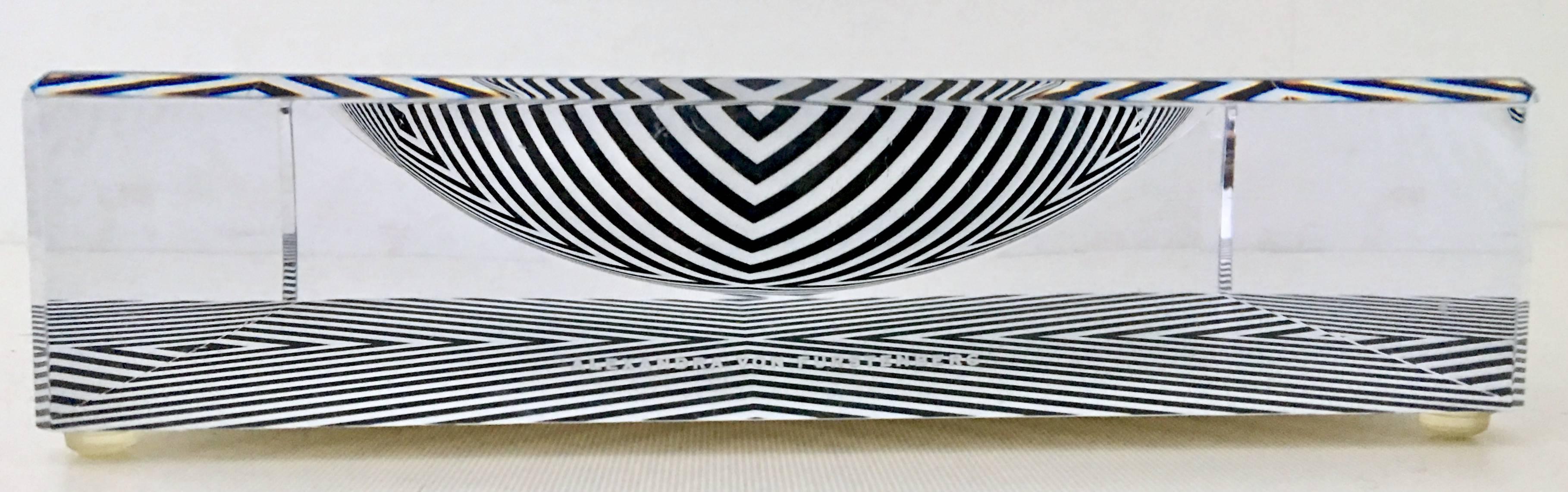 Contemporary Lucite Optic Zebra Print Square Bowl by, Alexandra Von Furstenberg
