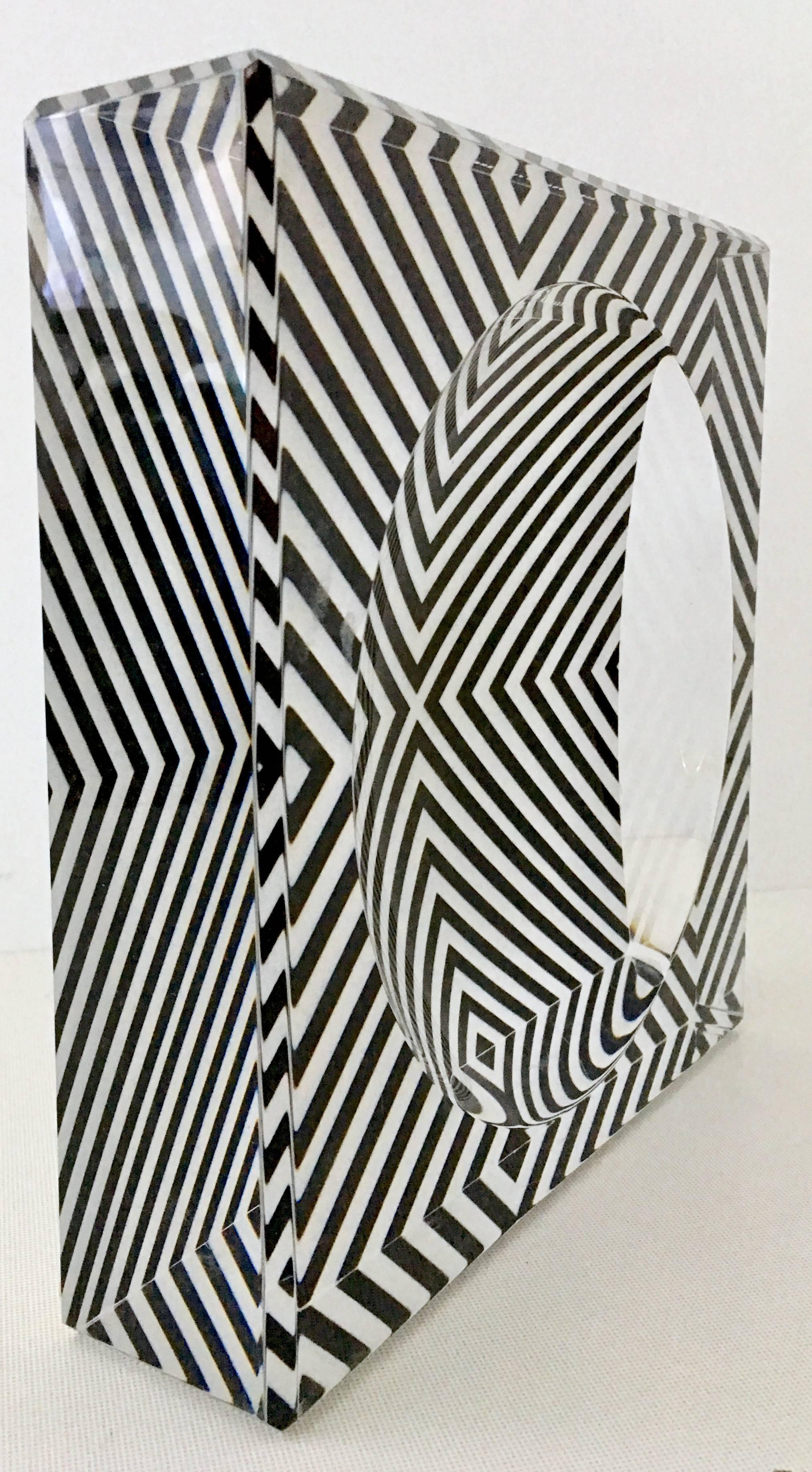 Lucite Optic Zebra Print Square Bowl by, Alexandra Von Furstenberg In Excellent Condition In West Palm Beach, FL