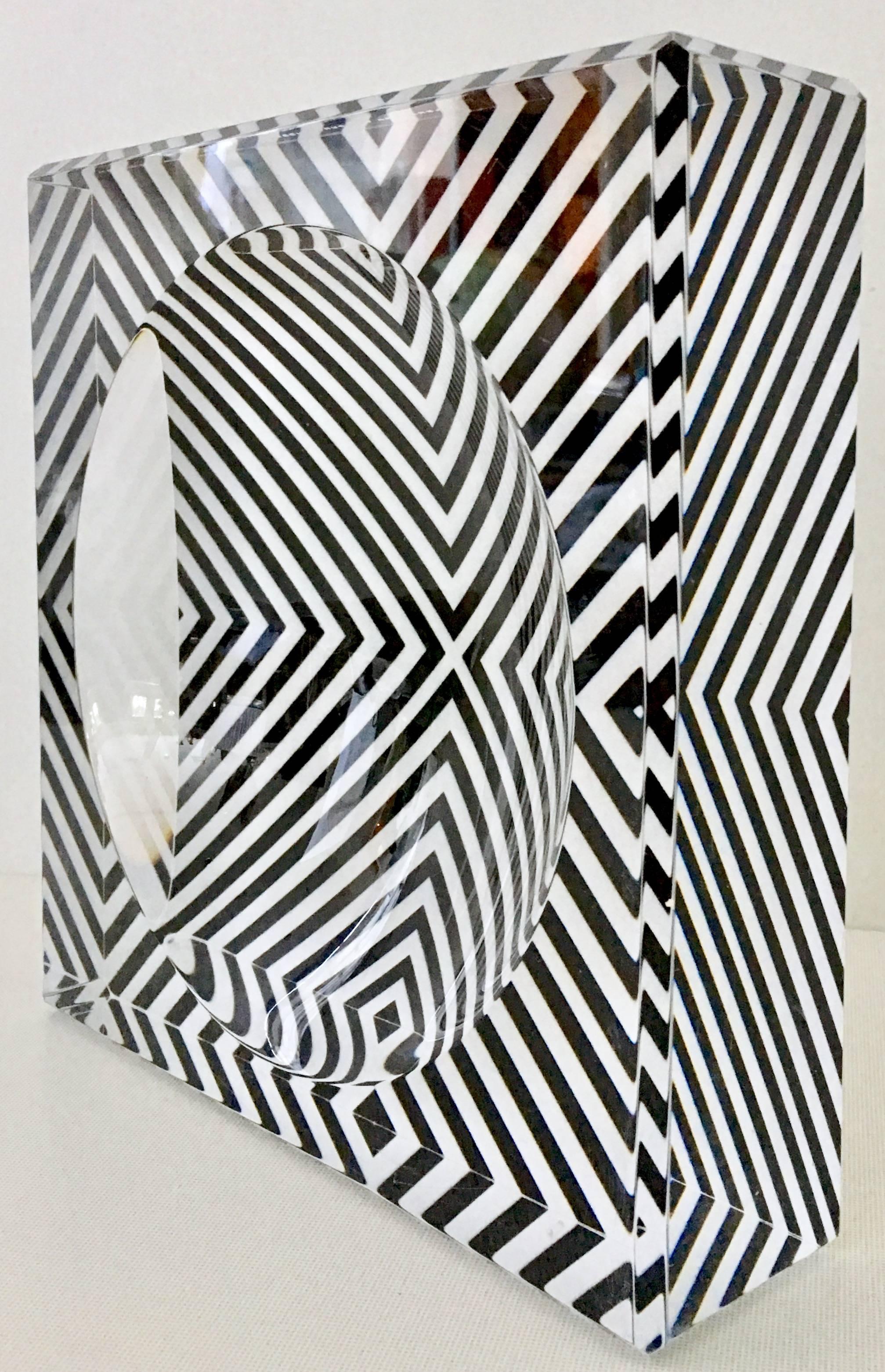 Modern Lucite Optic Zebra Print Square Bowl by, Alexandra Von Furstenberg