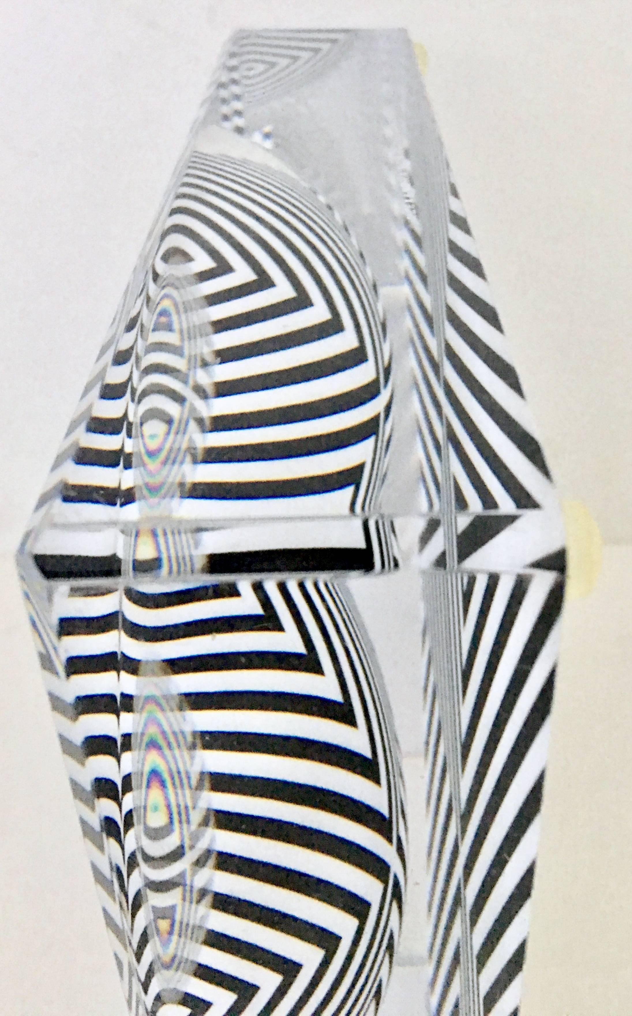 Lucite Optic Zebra Print Square Bowl by, Alexandra Von Furstenberg 1
