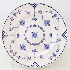 1980'S English Ironstone "Denmark Blue" Dinnerware, Set of 14