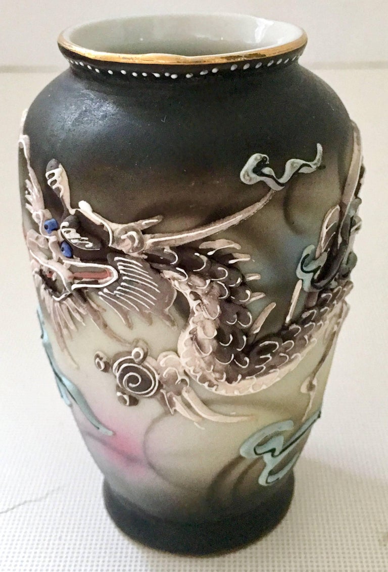 MidCentury Japanese Porcelain HandPainted Moriage Dragon Ware Bud